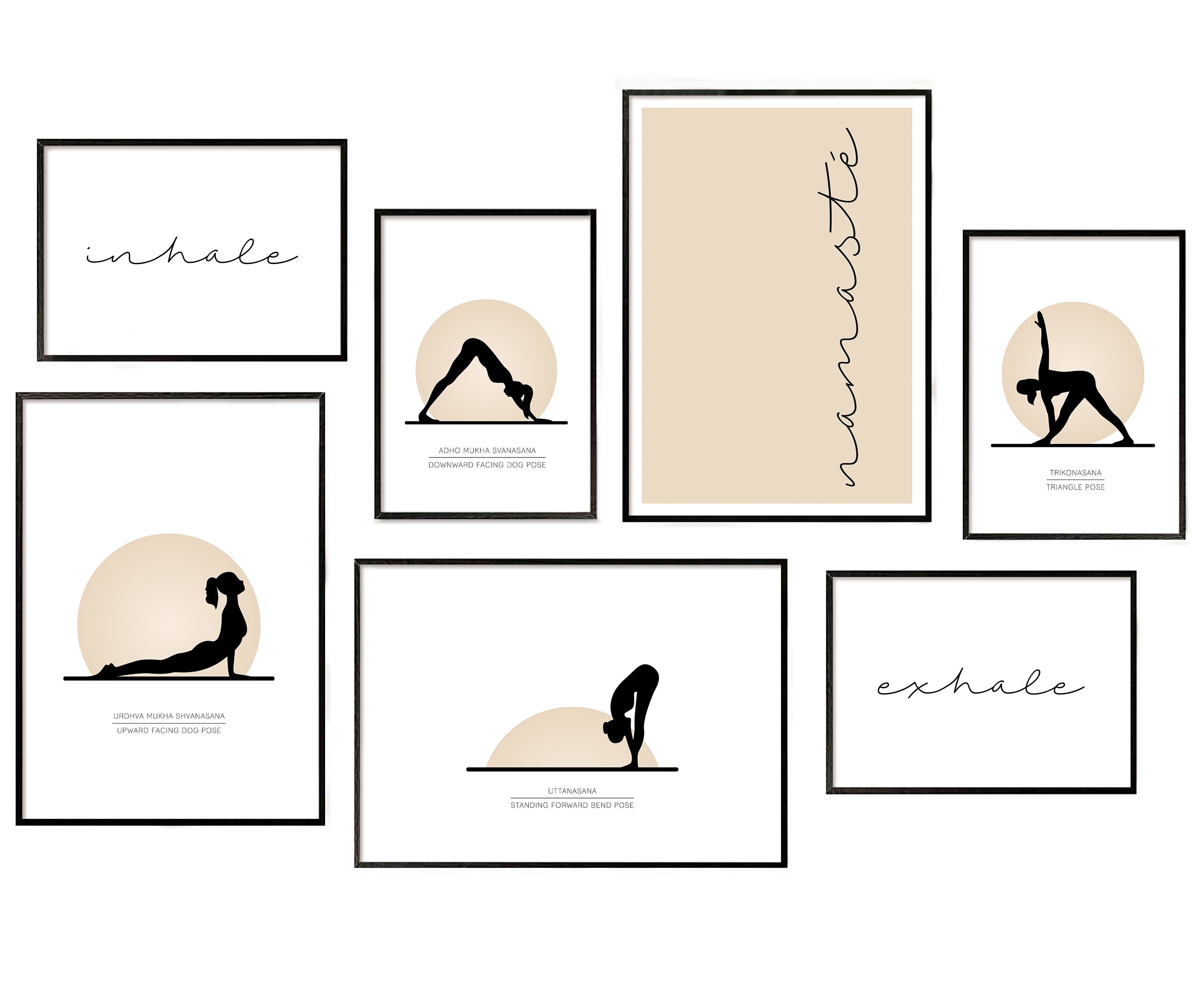 Hyggelig Home Poster Premium Poster Set - 7 Bilder Wandbilder Wohnzimmer Deko Collage, Yoga (Set, 7 St), Knickfreie Lieferung Qualitätsdruck Dickes Papier