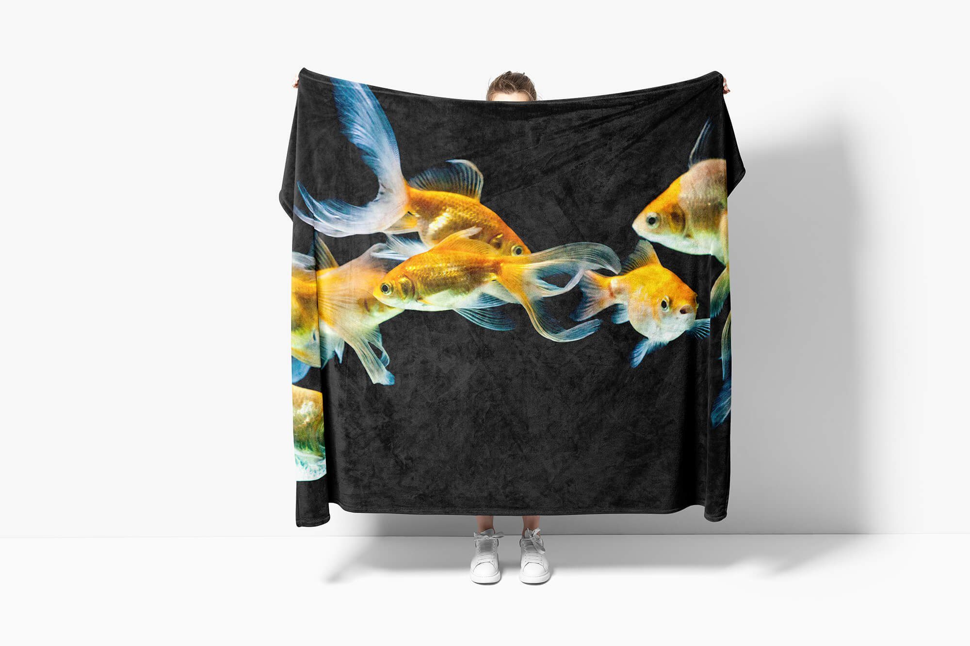 Sinus Art Handtücher (1-St), Goldfische, Strandhandtuch mit Handtuch Handtuch Tiermotiv Baumwolle-Polyester-Mix Kuscheldecke Saunatuch