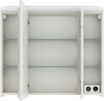 Saphir Spiegelschrank Balto Sprint Badschrank mit LED-Lichtkranz, 85,2 cm breit, 3 Türen Schalter-/ Steckdosenkombination, inkl. Türdämpfer, 693LM, 12V LED