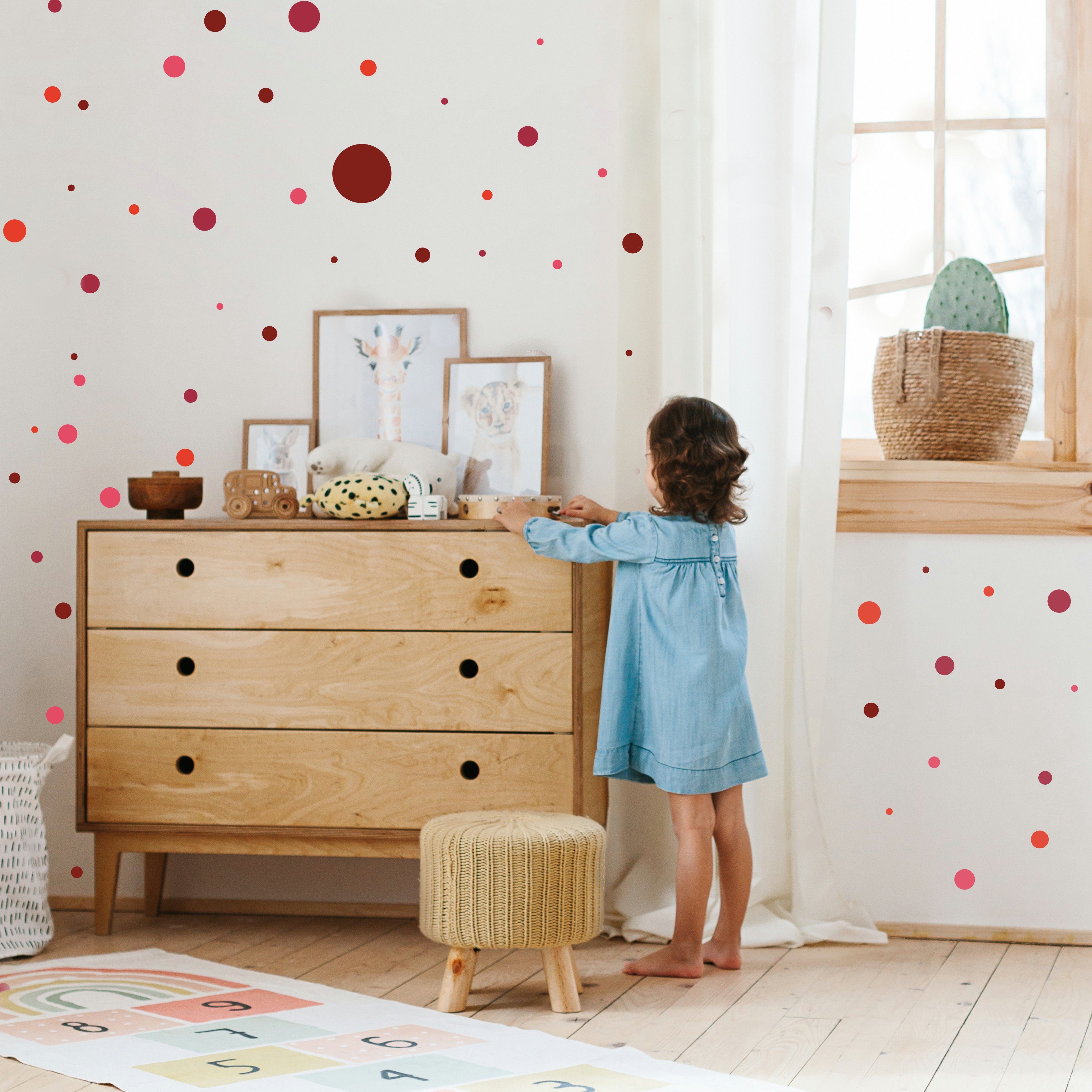 PUNALU Wandtattoo Kreis Set 176 Stück Wandtattoo Babyzimmer Kinderzimmer Kreisaufkleber, selbstklebend, rückstandslos abziehbar