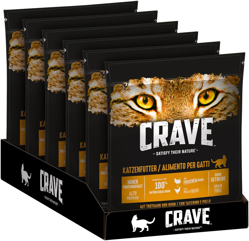 CRAVE CRAVE™ Katze Beutel mit Truthahn und Huhn 3 x 2,8kg, Trockenfutter für: Katze