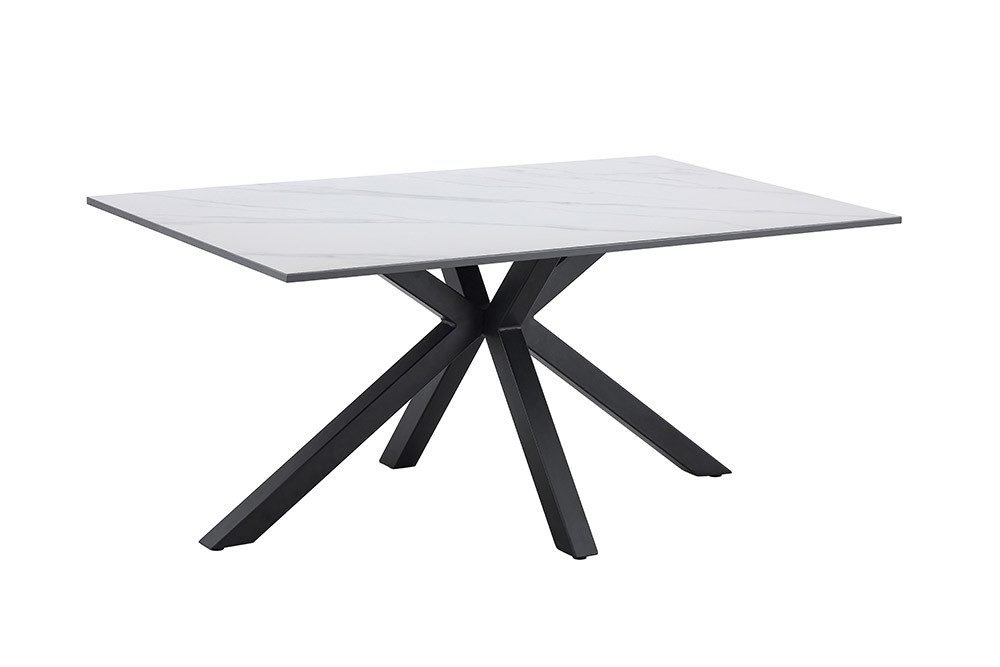 riess-ambiente Couchtisch GALAXIE 100cm weiß/schwarz – Keramik, Metallgestell, Marmor-Design (Einzelartikel, 1-St), moderner Wohnzimmertisch mit Ablagefläche – ideal für Wohnbereiche