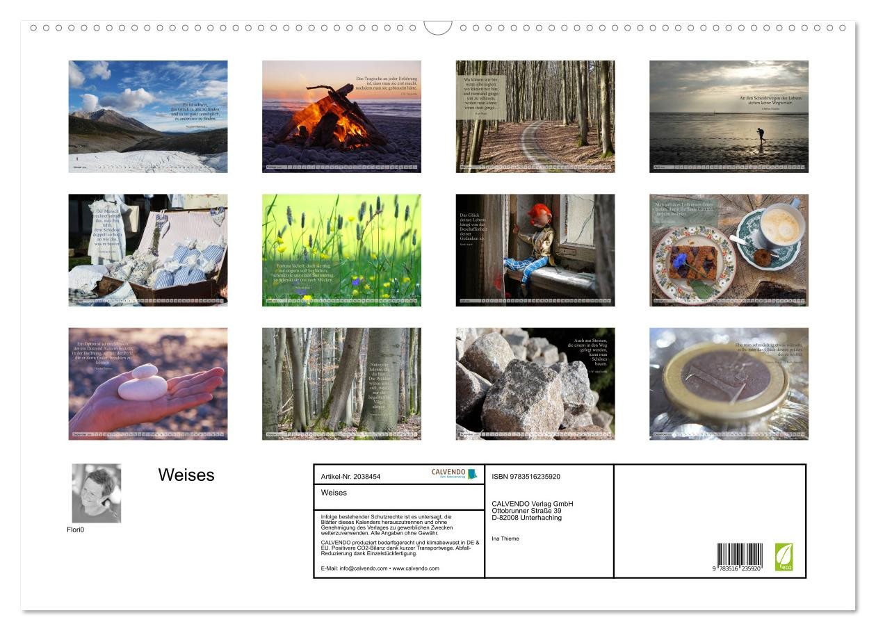 Thumbnail - CALVENDO Wandkalender Weises (Wandkalender 2026 DIN A2 quer), CALVENDO Monatskalender
