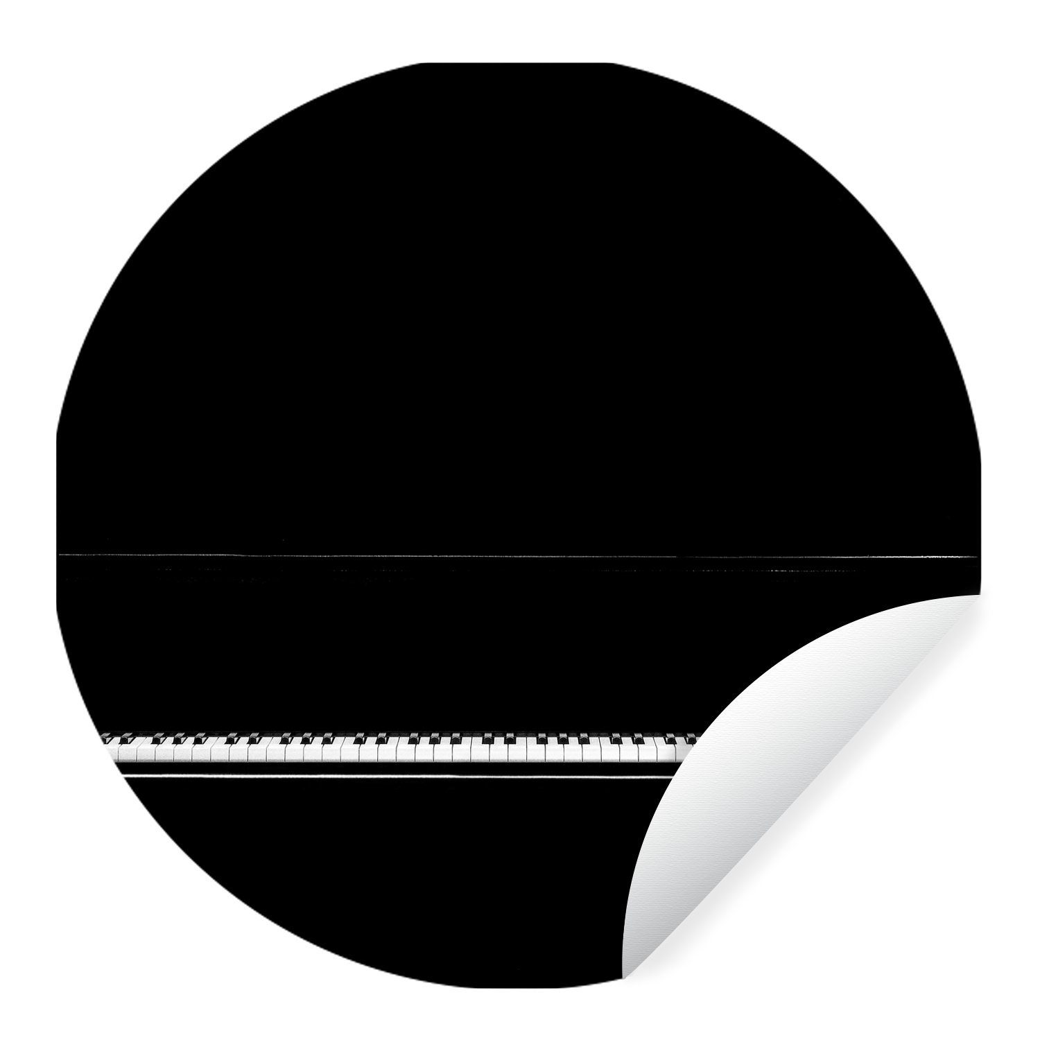 MuchoWow Wandsticker Ein Klavier mit schwarzem Hintergrund (1 St), Tapetenkreis für Kinderzimmer, Tapetenaufkleber, Rund, Wohnzimmer