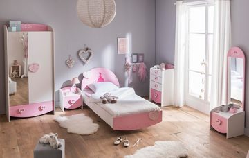 habeig Kinderbett Kinderbett Herzen Mädchen Prinzessin 90 x 190 cm Holz Kinderzimmer