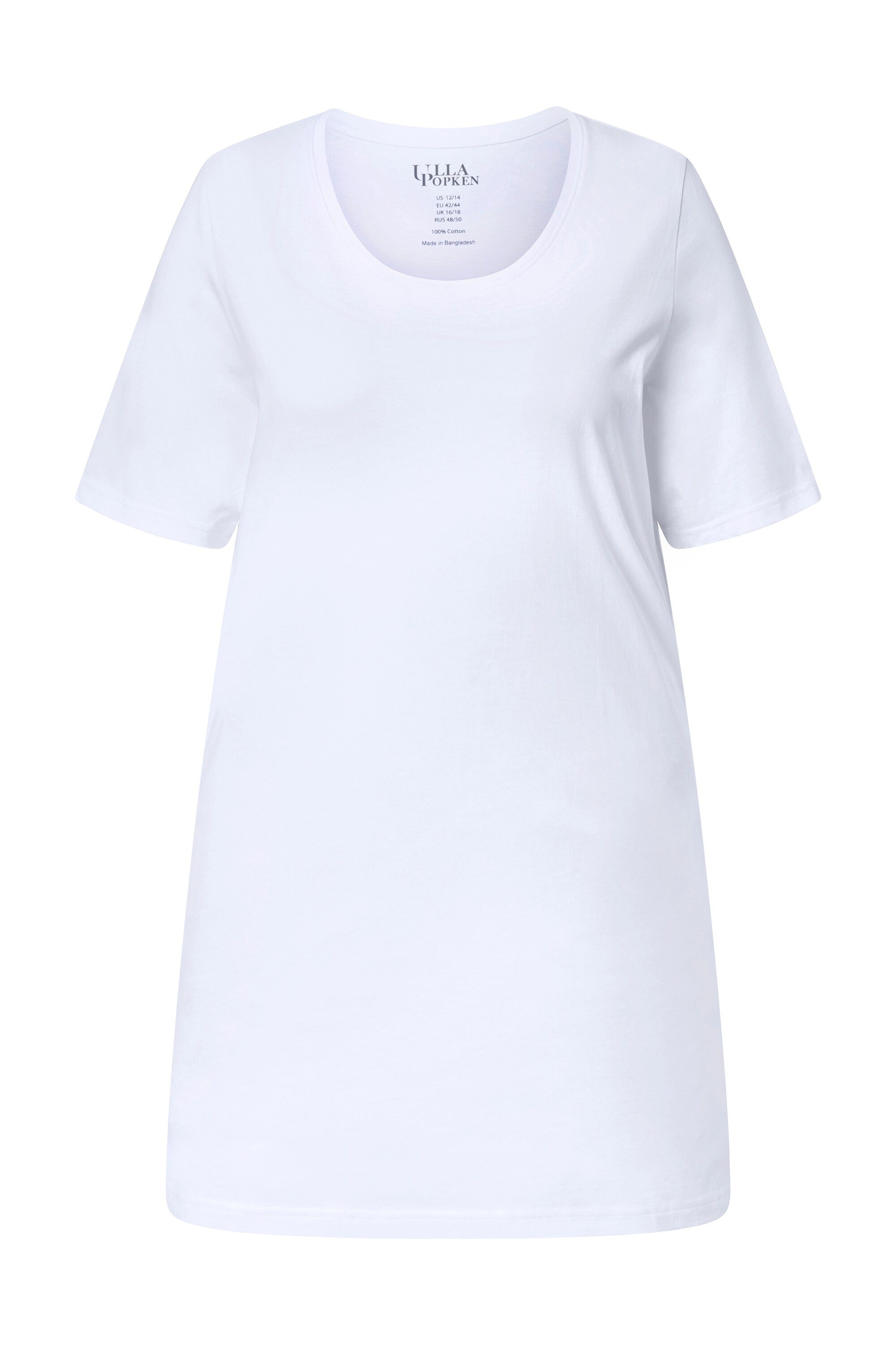 Ulla Popken Longshirt Longshirt A-Linie Rundhalsausschnitt Halbarm günstig online kaufen