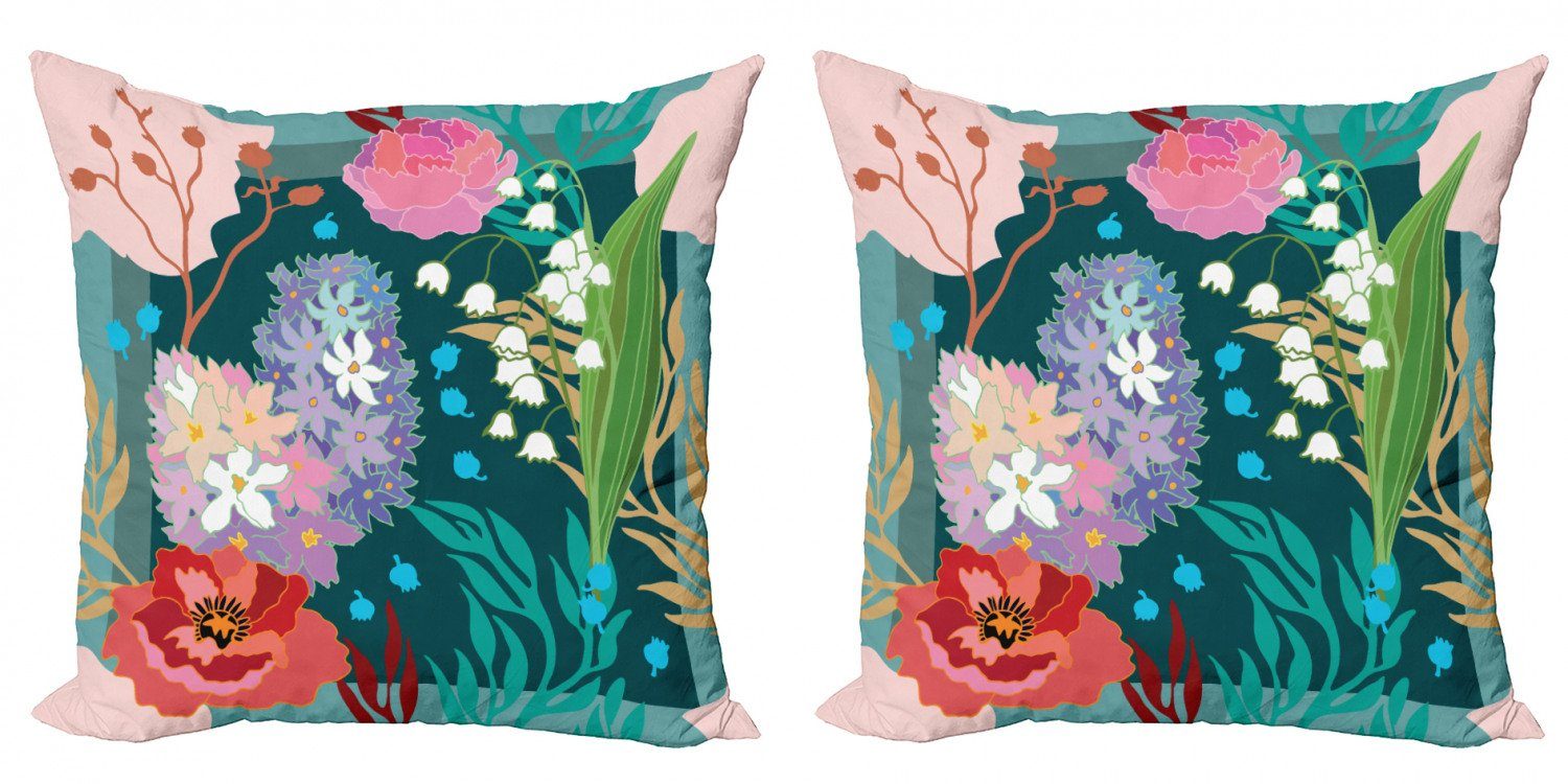 Kissenbezüge Modern Accent Doppelseitiger Digitaldruck, Abakuhaus (2 Stück), Blumen Hydrangea und Bell-Blumen