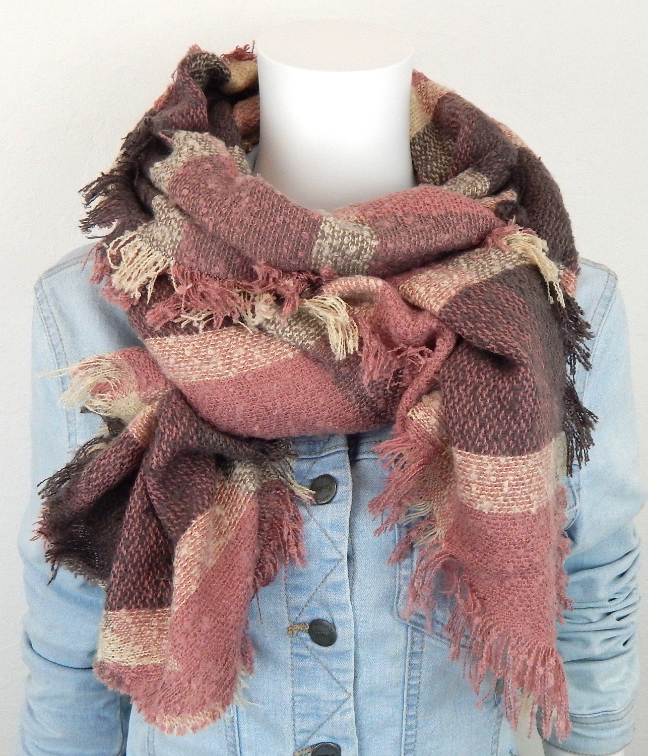 Ella Jonte XXL-Schal, rosa violett beige Herbst Winterschal kuschelweich günstig online kaufen