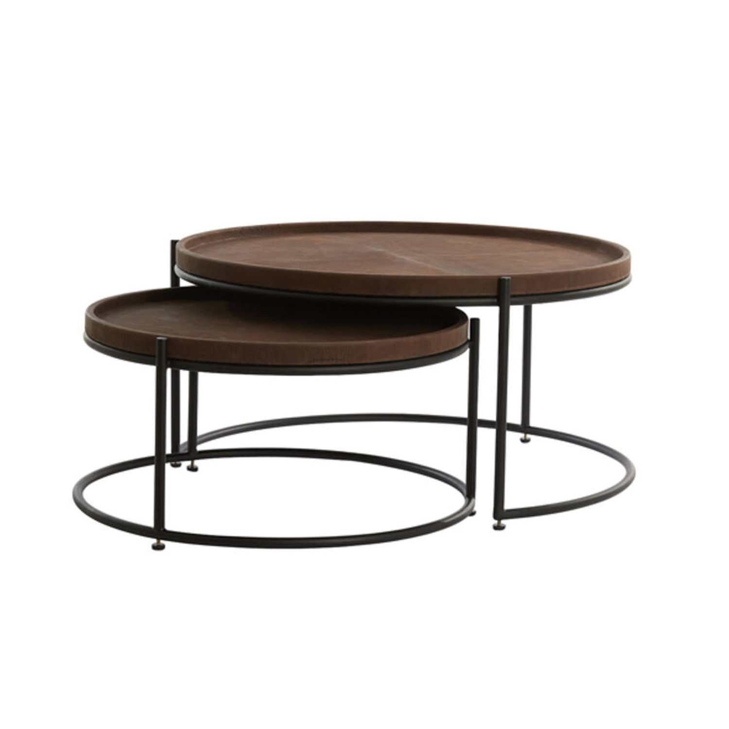 Light & Living Couchtisch Couchtisch 2er Set JAIRO Light & Living Wohnzimmertisch Leder braun