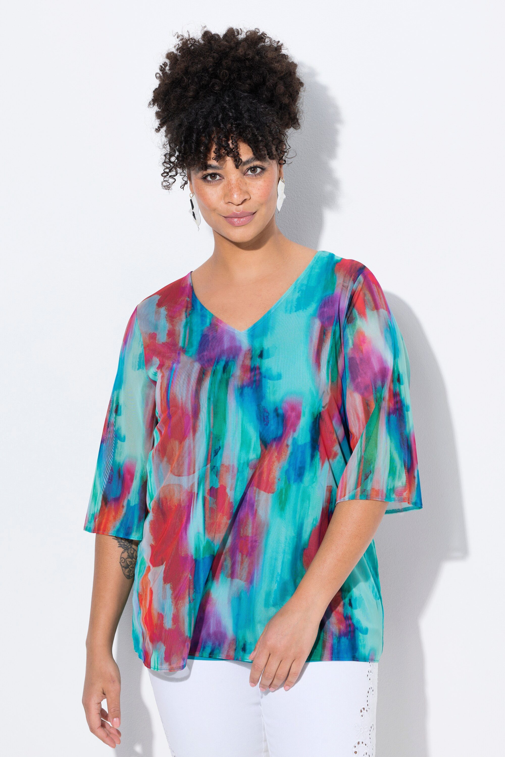 MIAMODA Druckbluse Meshbluse A-Linie Mesh mit günstig online kaufen