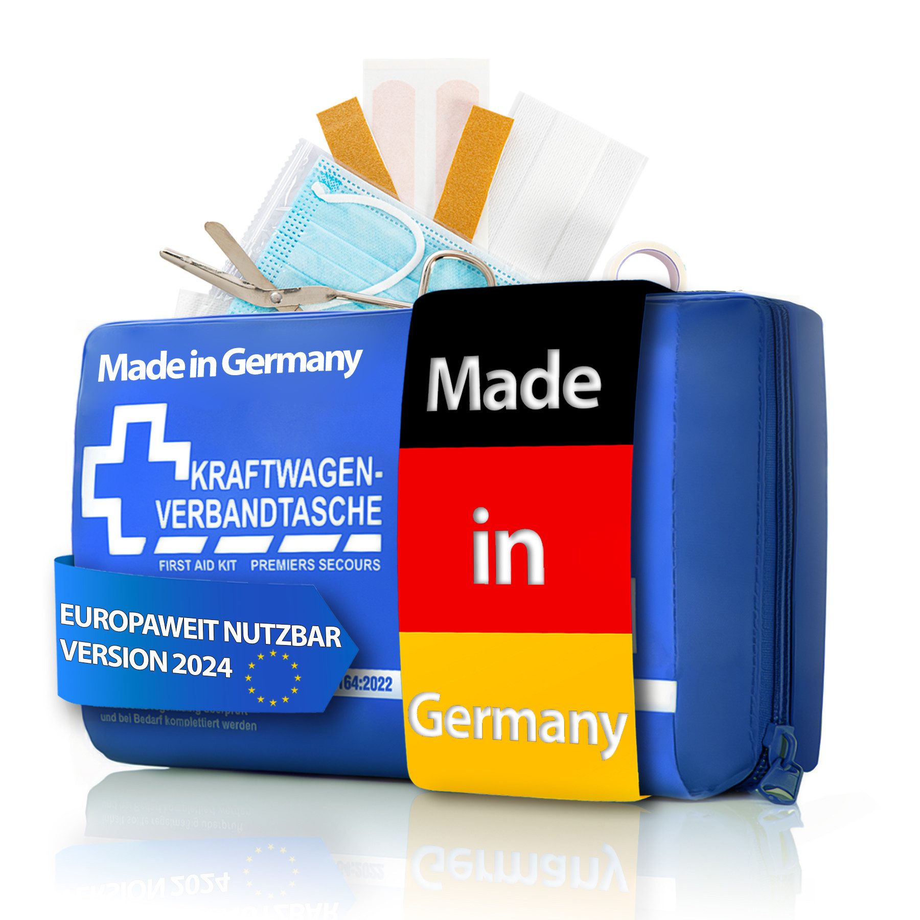 BigDean KFZ-Verbandtasche Verbandskasten MADE IN GERMANY blau DIN 13164:2022