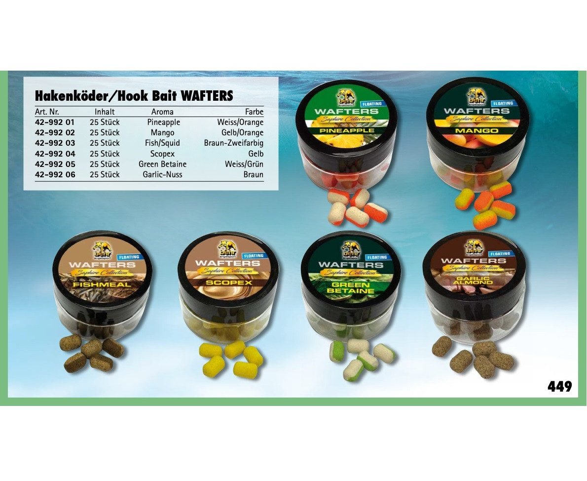 Kunstköder 6er SET Wafters - je 25 Stück - ver. Aromen - schwimmend Feeder