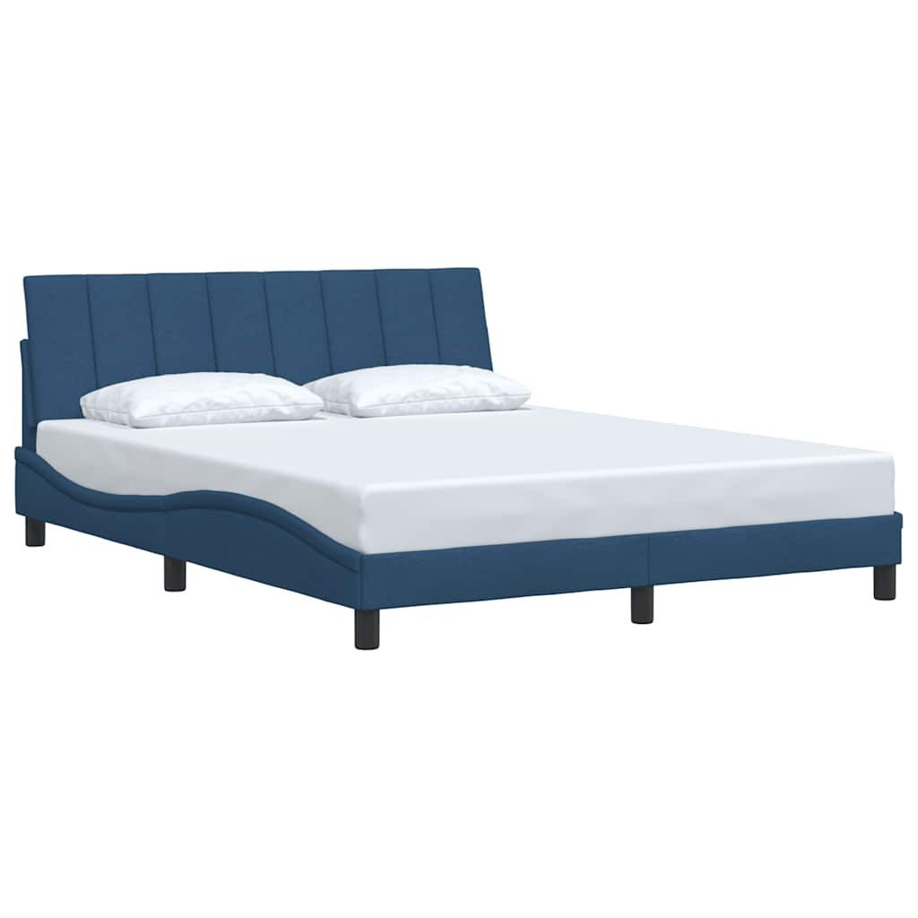 vidaXL Bett Bettgestell ohne Matratze "Hanko" Blau 160x200 cm Stoff