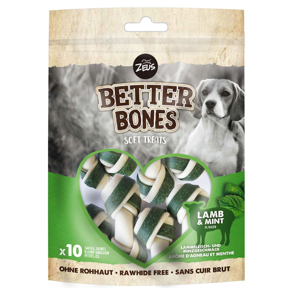 Zeus BetterBones Small Bones mit Lamm & Minze - 10 Stück, für: Hund