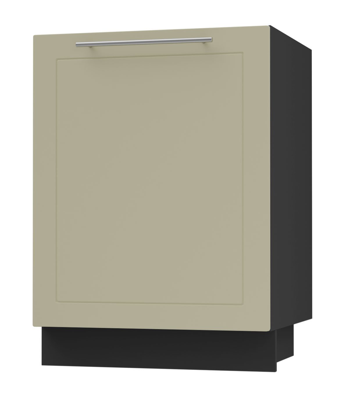 Feldmann-Wohnen Spülenschrank Kvantum (Schubladen mit Teilauszug, Selbsteinzug und Soft-Close-Funktion, 1-St., Fronten mit dekorativen Fräsungen und leicht abgerundeten Ecken) 60x50x82cm schwarz - vanille matt (Q-D1ZM/60)