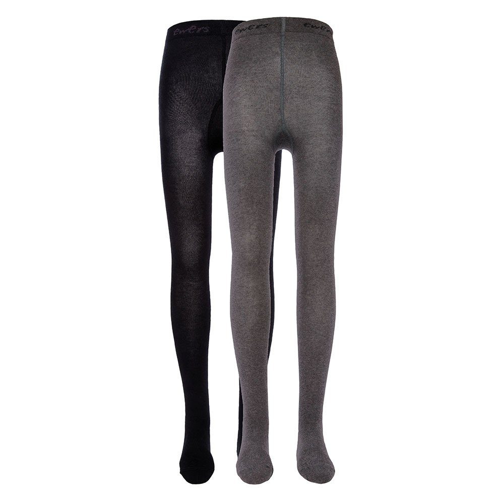 Ewers Strumpfhose Strumpfhose Uni (2 2er-Set) St. grau-schwarz hoher Baumwollanteil