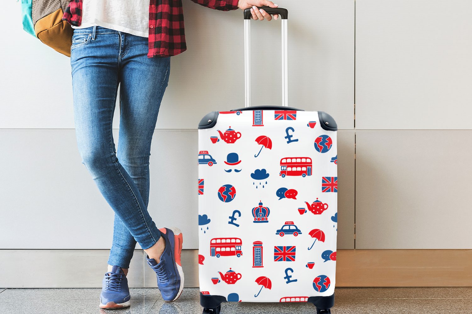 Handgepäckkoffer für Ferien, Reisetasche Handgepäck - - England mit rollen, MuchoWow Reisekoffer Muster London, Rollen, 4 Trolley,