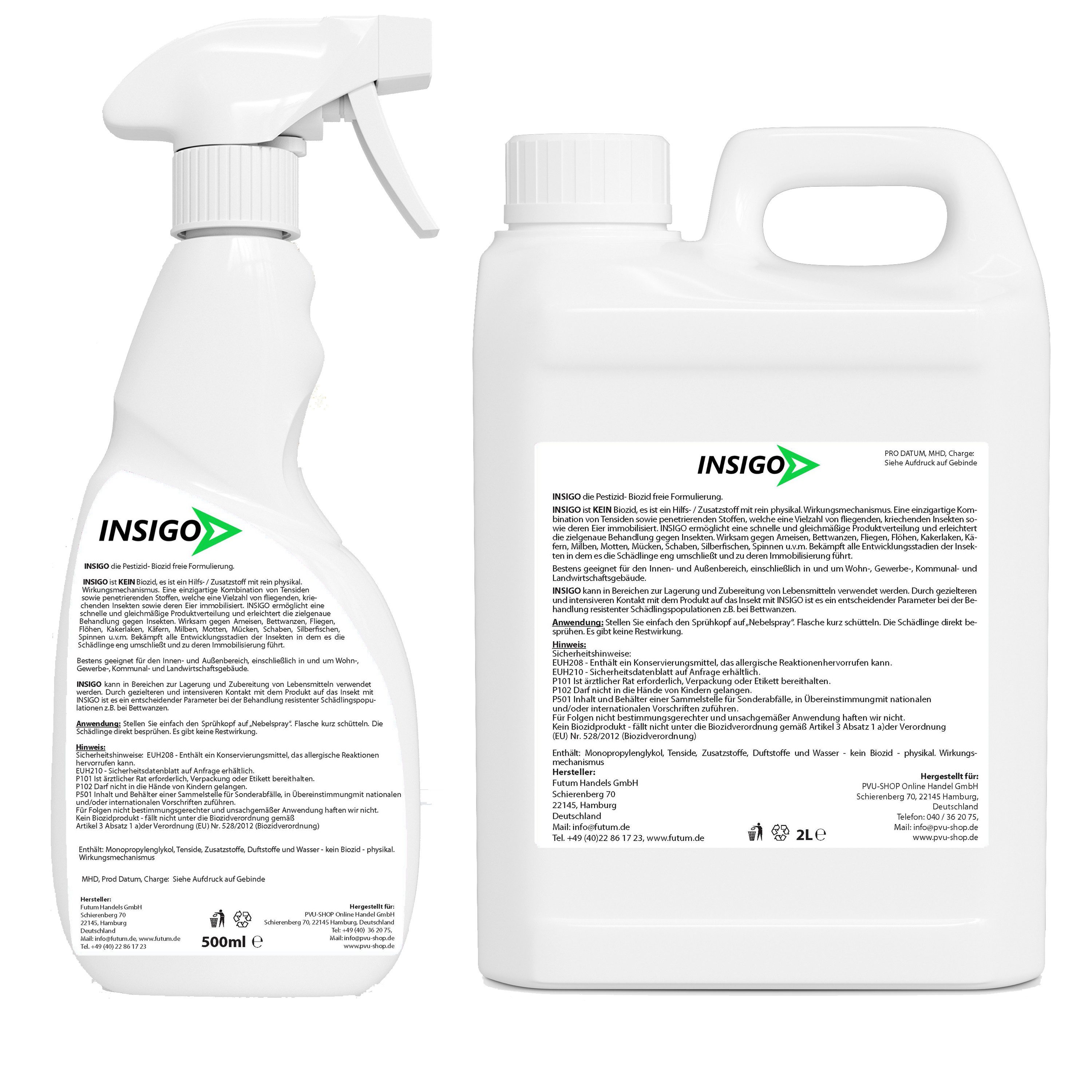 INSIGO Insektenspray Ameisen Spray gegen Ameisen, Larven & Eier, 2.5 l, 2500 ml, Kombi-Set, 1-St., 1x2 Liter + 500ml, biozidfreie Formel, auf Wasserbasis, geruchsarm, brennt / ätzt nicht