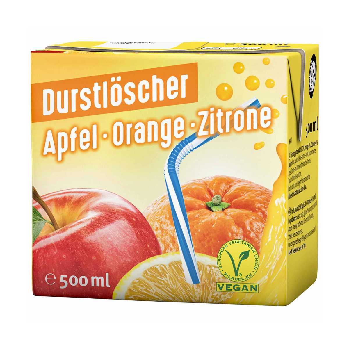 DURSTLOESCHER Softgetränk, Durstlöscher Apfel Orange Zitrone Fruchtsafterfrischunggetränk 500ml