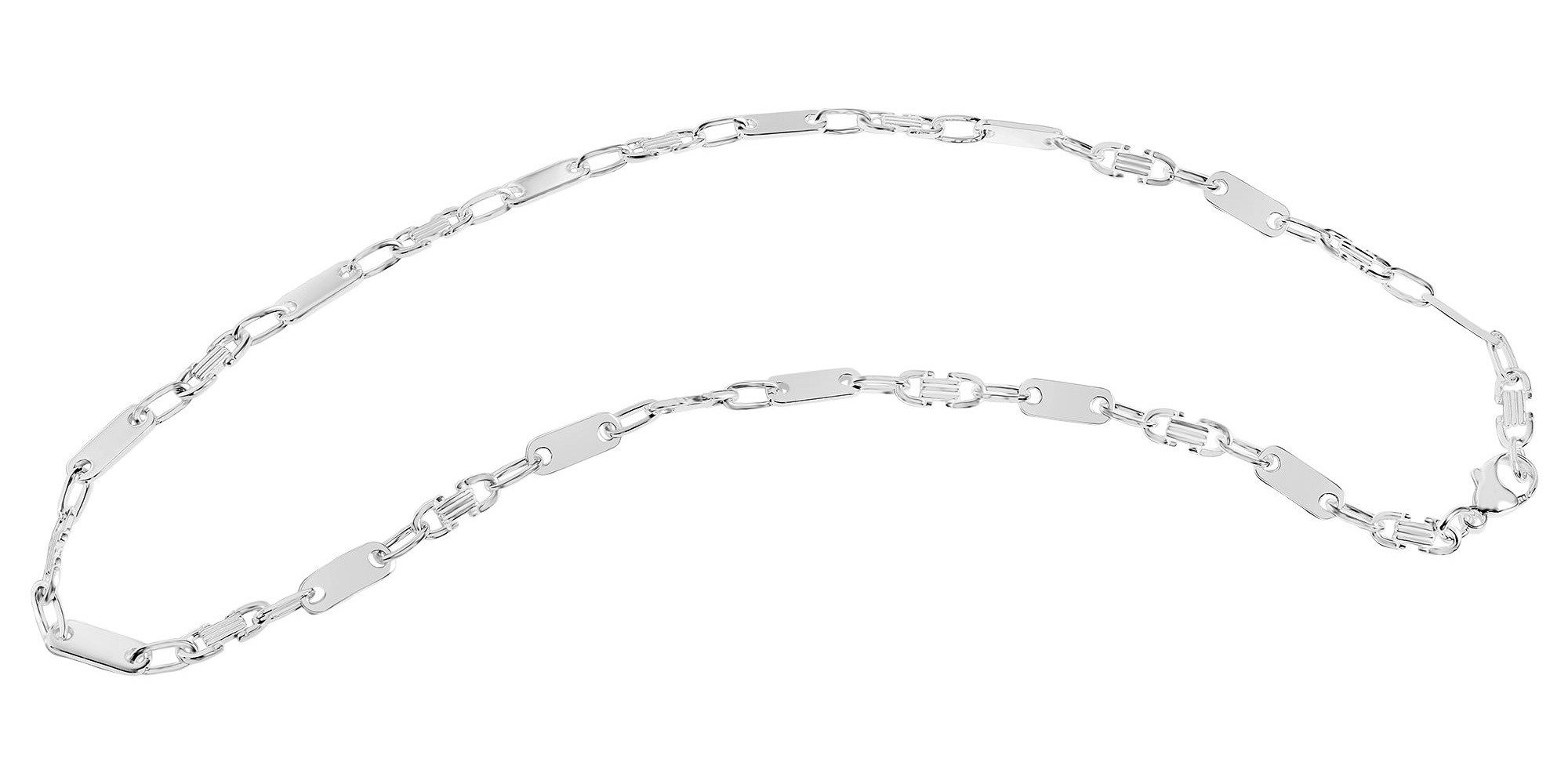 Kette ohne Anhänger Halskette – Plattenkette aus 925 Silber 60 cm