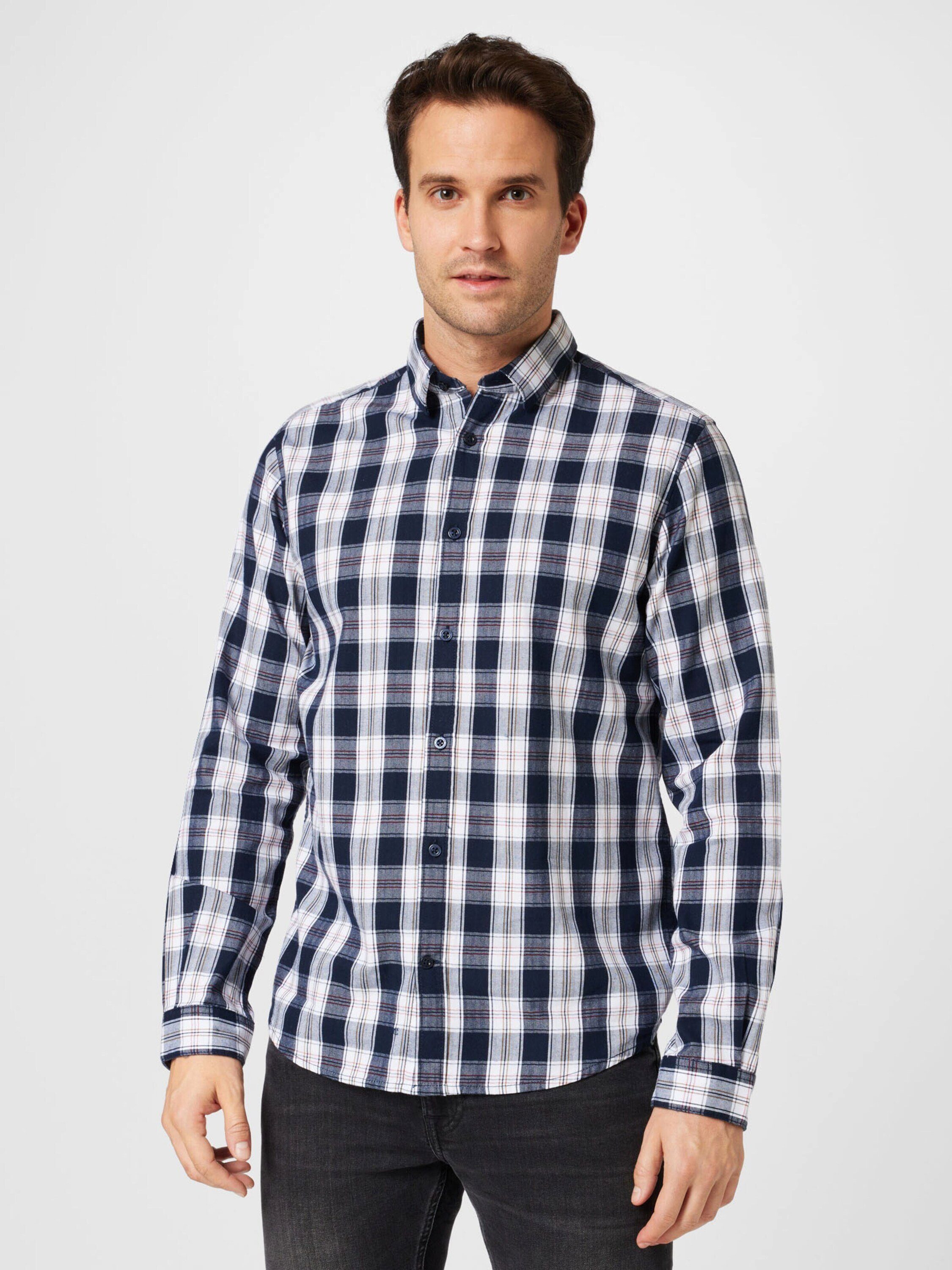 TOM TAILOR Langarmhemd navy check off white (1-tlg)