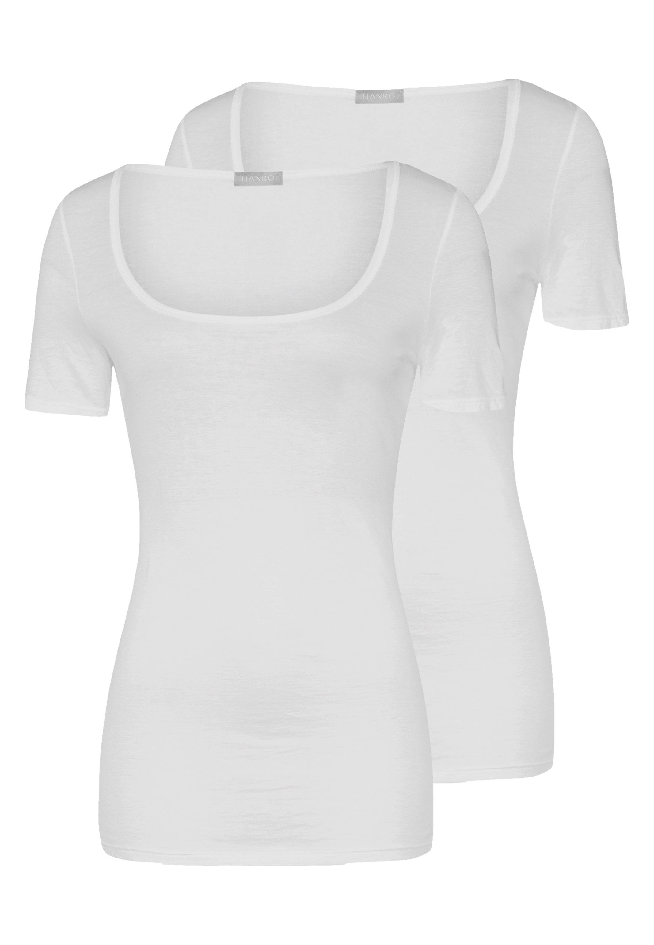 Hanro Unterhemd 2er Pack Ultralight (Spar-Set, 2-St) Unterhemd / Shirt Kurzarm - Baumwolle - Atmungsaktiv