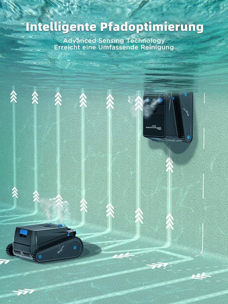 EVERCROSS BOT Poolroboter U8 für Boden und Wand Mit App-Steuerung, 120Min Laufzeit, 200m² Reinigungsfläche, Intelligenten Navigation