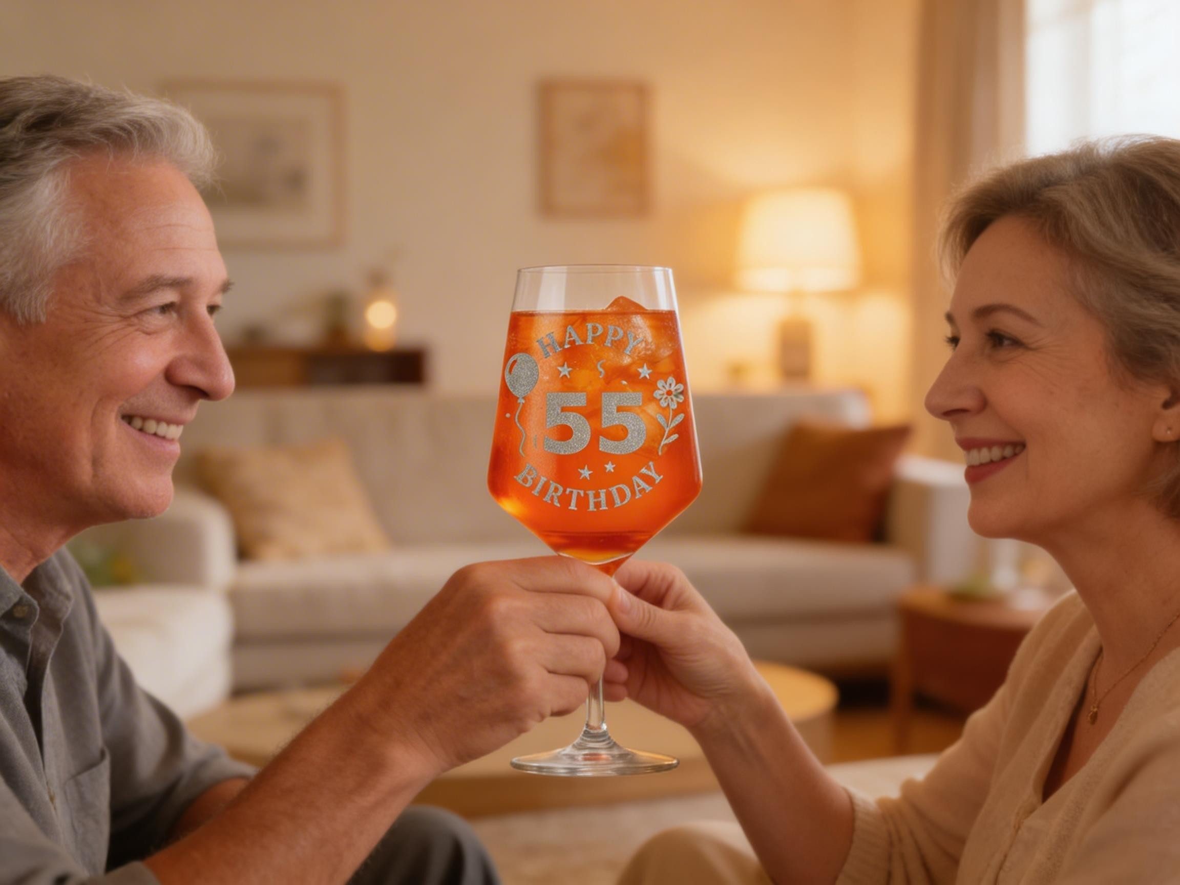Valhalla Weinglas Gravur Happy Birthday 55 - 350ml spülmaschinenfest, 1-tlg., Glas, Atemberaubende Darstellung