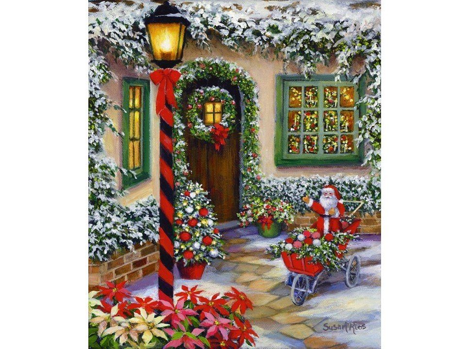 Malen nach Zahlen BASTELIDEE 5d Diamond Painting Set Motiv Weihnachtlicher Vorgarten