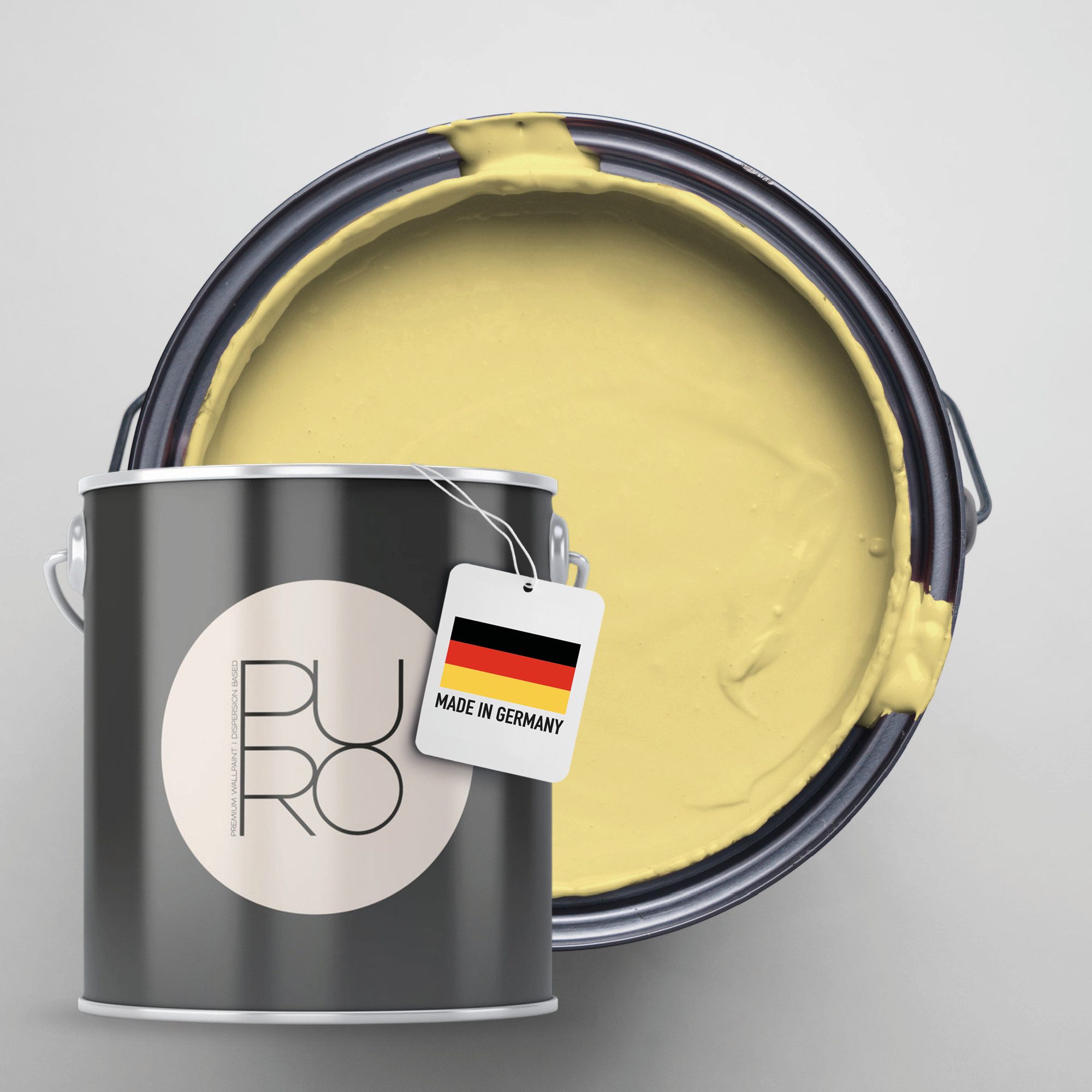 A.S. Création Wandfarbe Premium Innenwandfarbe PURO Tuchmatt sunny yellow, ideal für Wohnzimmer, Schlafzimmer, Flur und Küche, Farbwelt Gelb