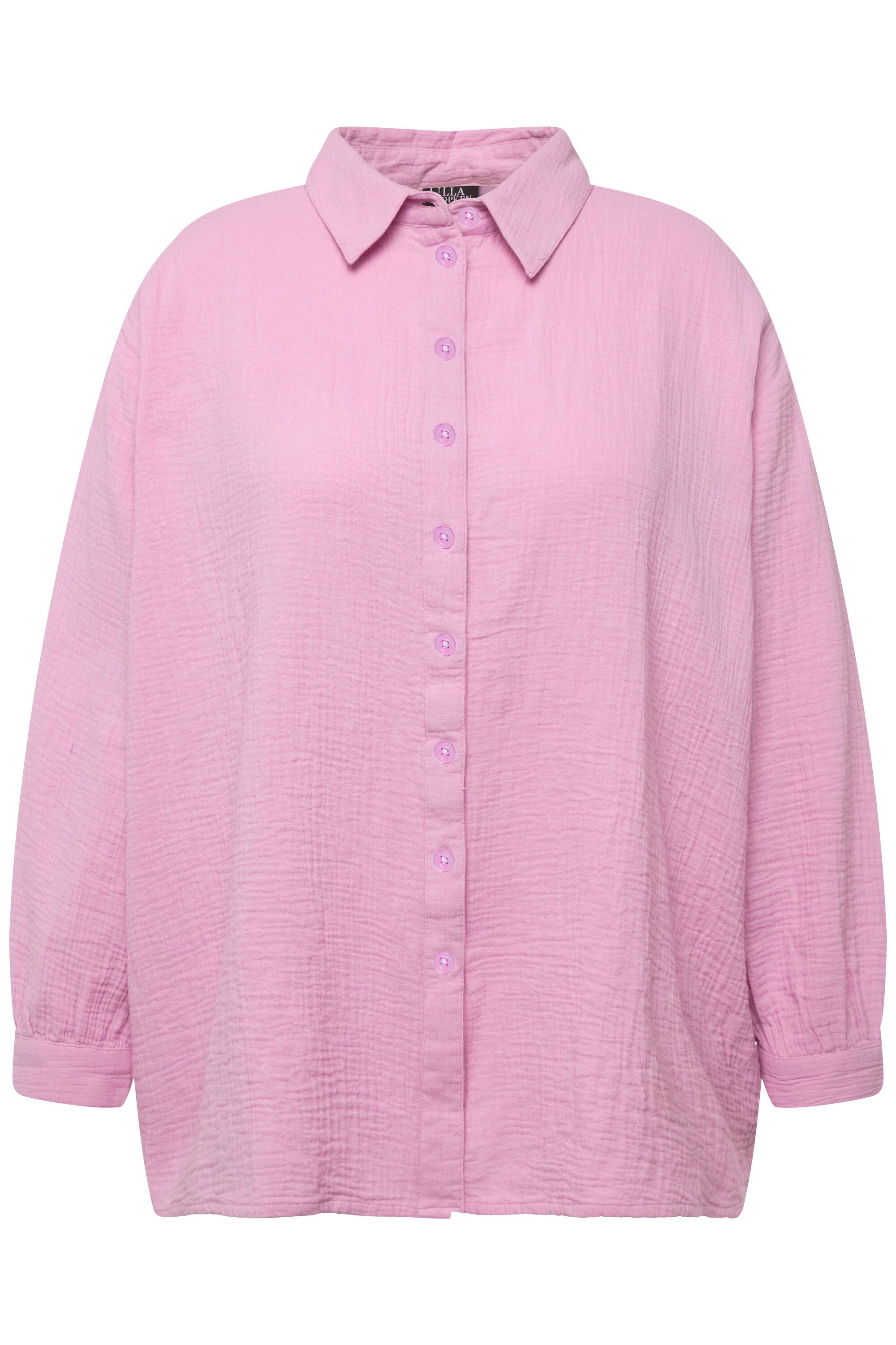 Ulla Popken Hemdbluse Musselin-Hemdbluse Oversized Hemdkragen günstig online kaufen