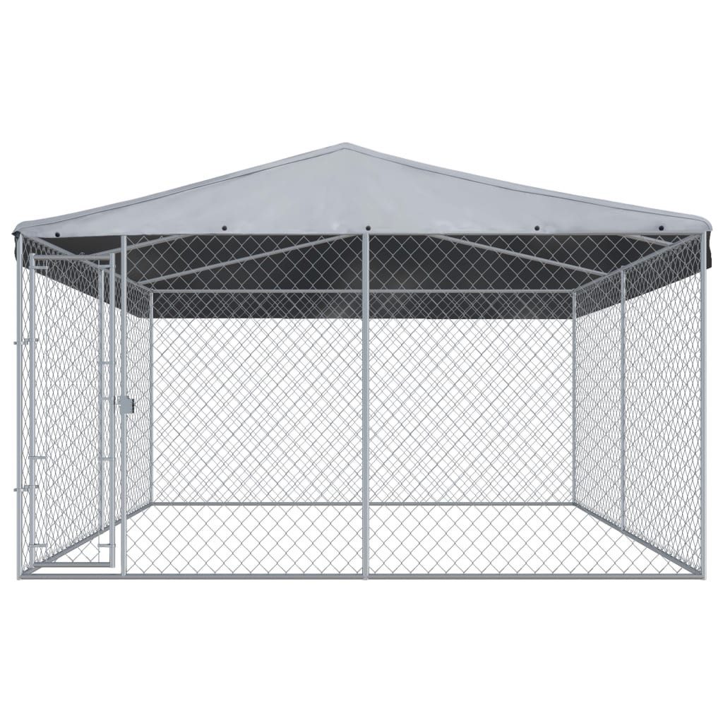 vidaXL Hundezwinger, Outdoor-Hundekäfig mit Überdachung 382x382x225 cm
