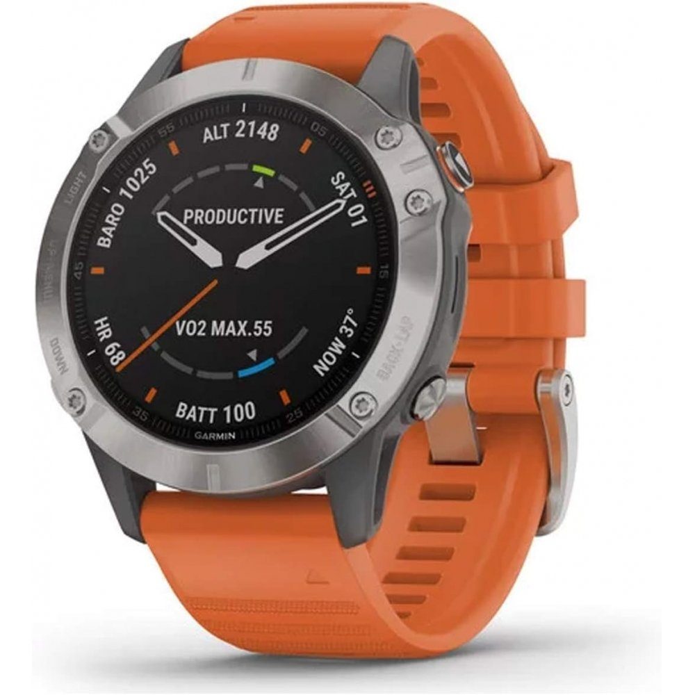 Garmin fenix 6 Sapphire - Smartwatch - silber/grau/orange Smartwatch