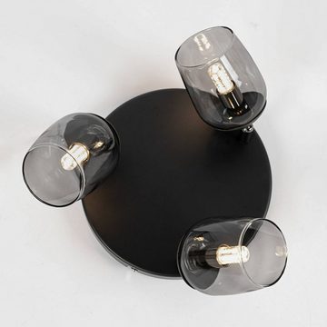 Lindby LED Einbaustrahler Katjana, LED-Lampen, warmweiß, Vintage, Glas, Eisen, rauchgrau, dunkelgrau, 3 flammig, inkl.