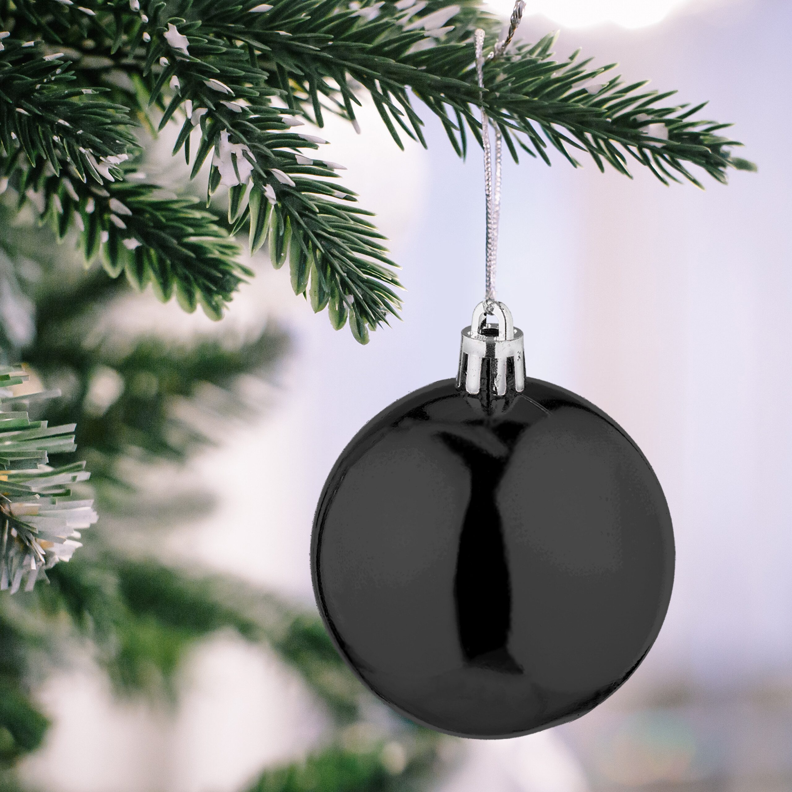 relaxdays Weihnachtsbaumkugel Weihnachtskugeln 100er Set, schwarz