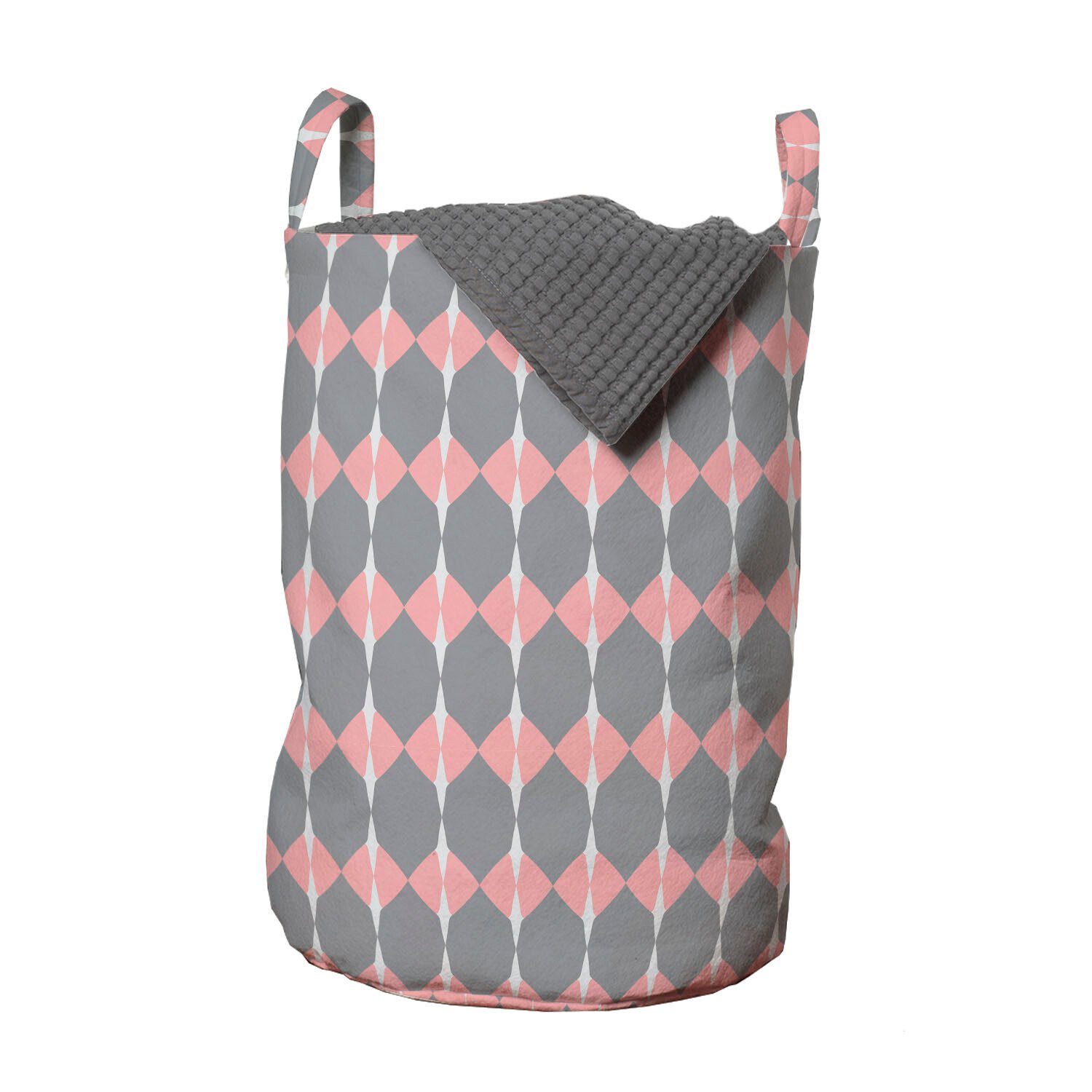 mit Abakuhaus Wäschekorb für rosa Rund Rhombus Waschsalons, Griffen Geometrisch Kordelzugverschluss umrandete Wäschesäckchen