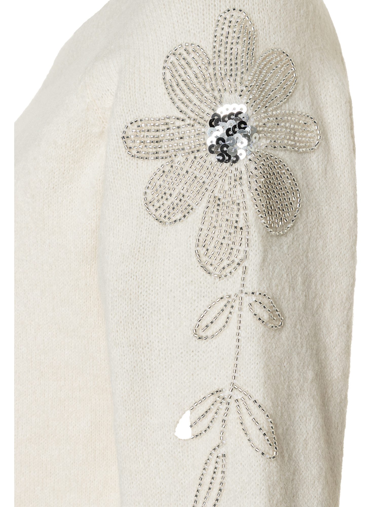 MORE&MORE Rundhalspullover eleganter Strickpullover Pailletten-Applikation