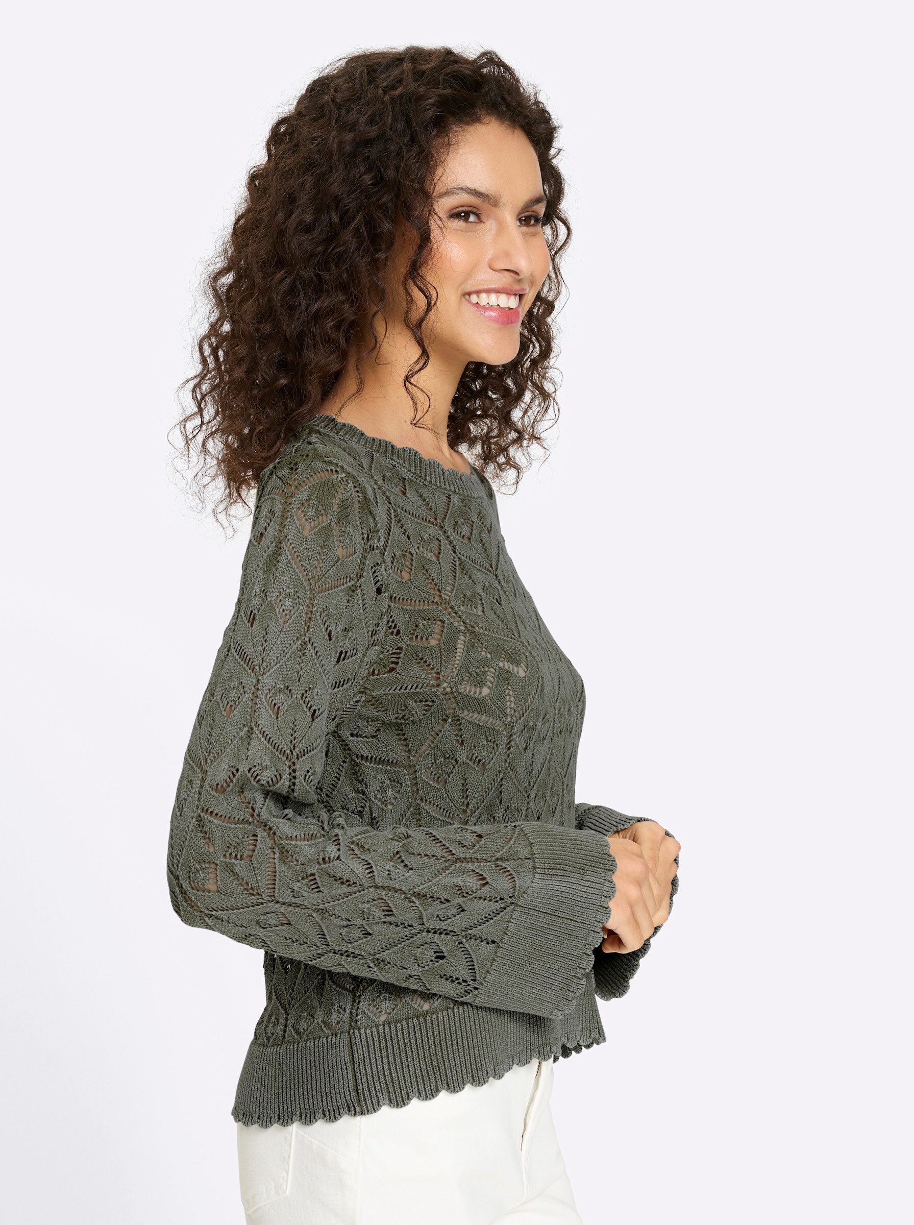 heine Strickpullover Pullover Langarm Ajour
