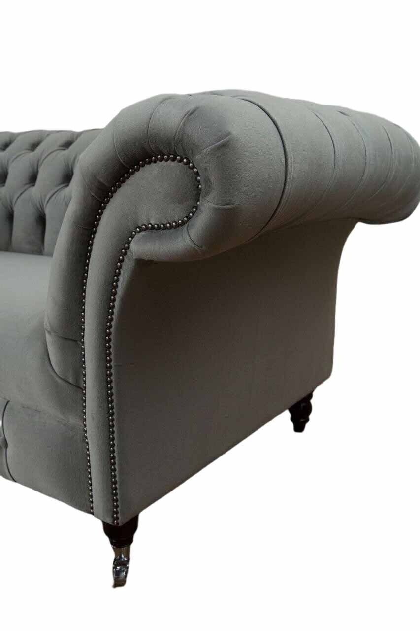 Stoff Sitz, JVmoebel Sofa Textil Made Grau Couch Couchen Sofa Europe 2 In Polster Graue Chesterfield