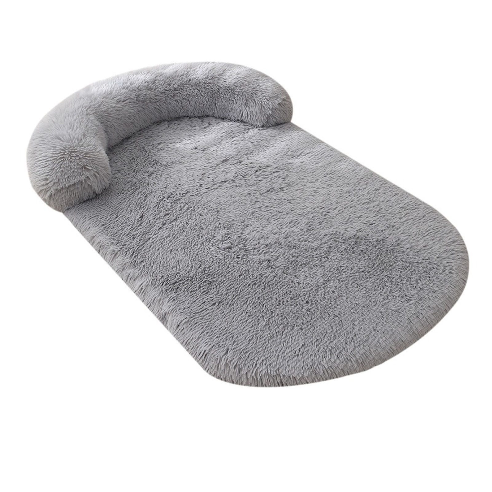 Mechright Tierbett Hundebett für Sofa & Boden, XL 120x75cm, Waschbar, Hellgrau, PV-Plüsch + PP-Baumwolle + Schwamm, Waschbar