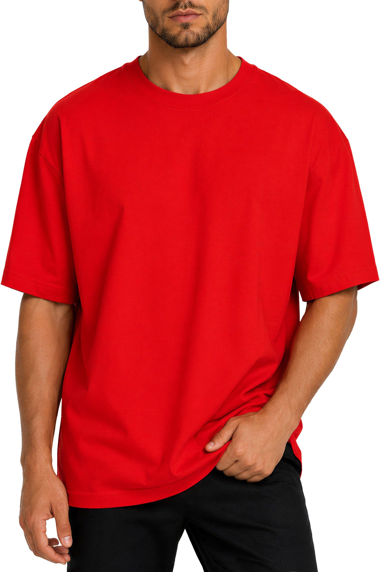Reichstadt Oversize-Shirt Herren Relaxed Fit Kurzarmshirt 24RS058 Weiches Baumwolljersey mit tief sitzender Schulternaht