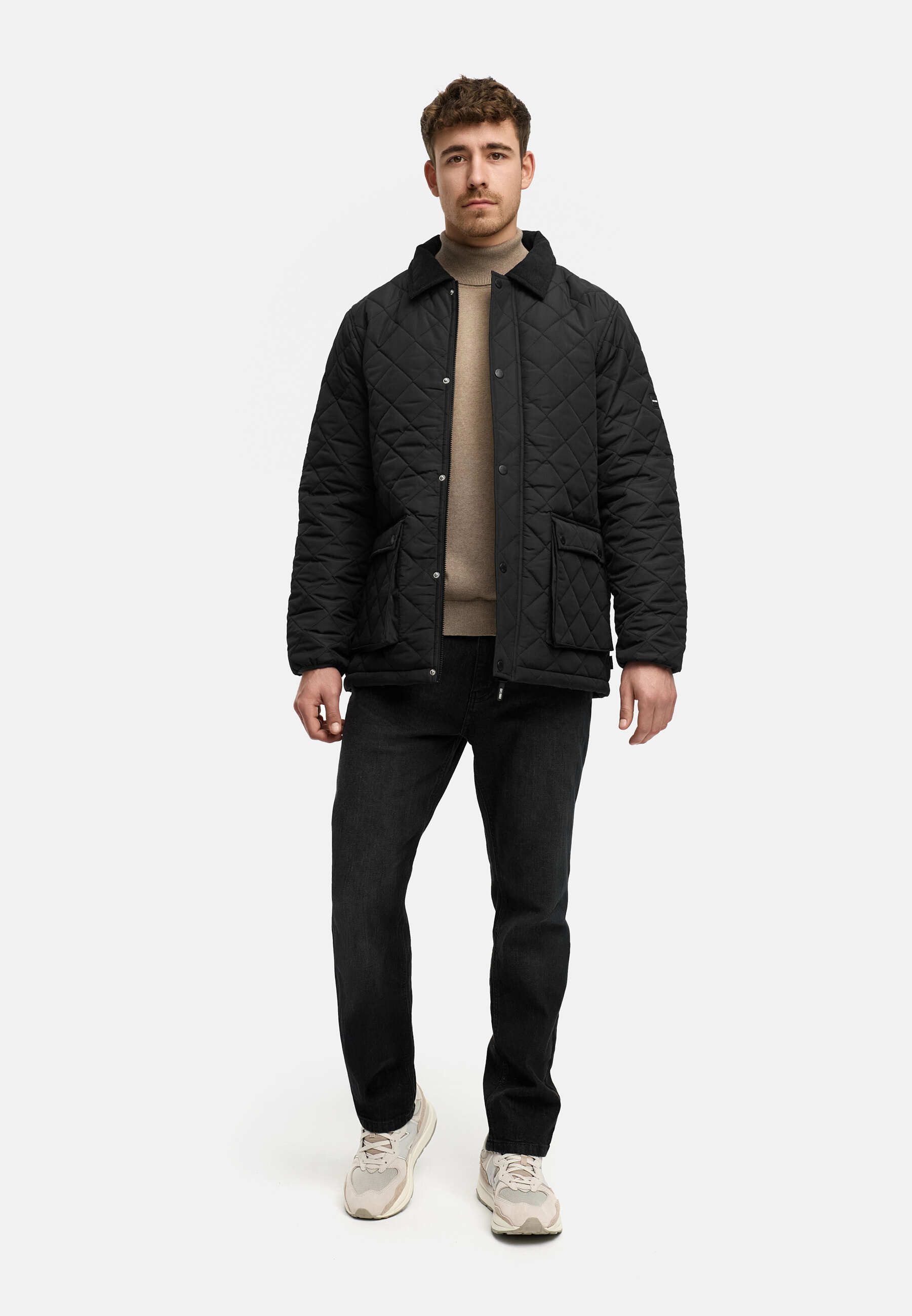 Indicode Steppjacke Herren INDrills Herrenjacke Daunen-Optik mit Cordkragen und Pattentaschen