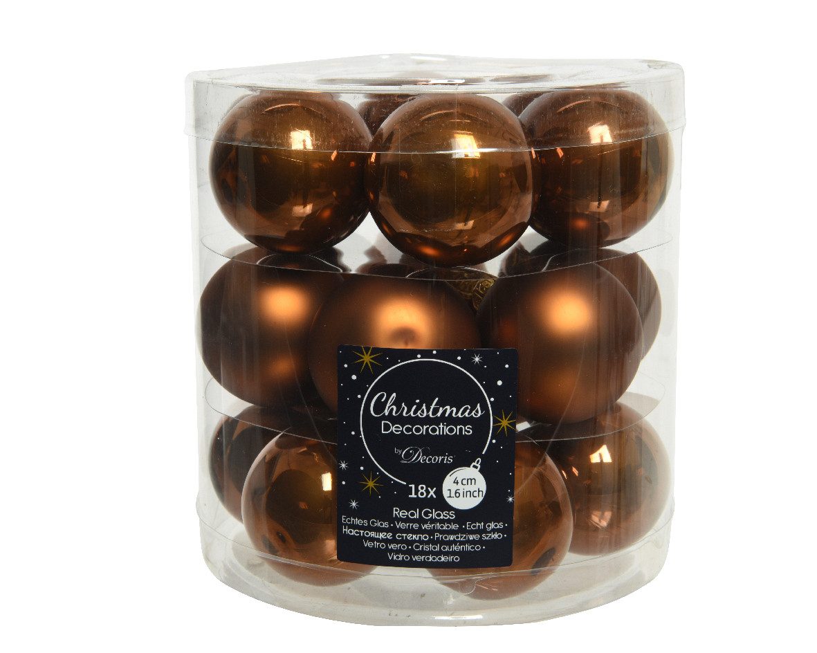 Kaemingk Weihnachtsbaumkugel, Weihnachtskugeln Glas 4cm 18 Stück - Zimt