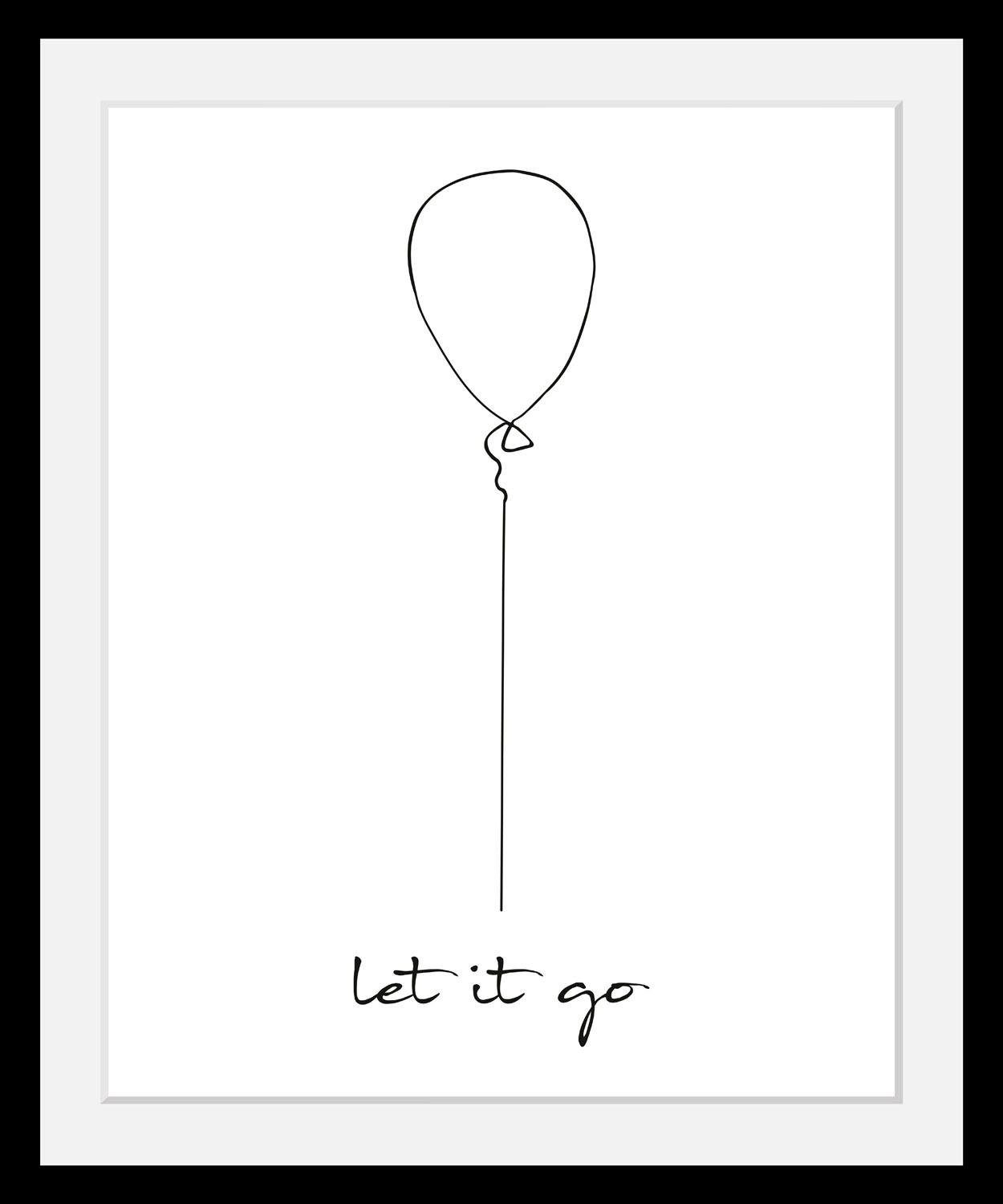 queence Bild Loslassen, Liebessprüche, Motivationsbilder, Schriftzug, Schwarz-Weiß, HD Premium Poster-Druck inkl. Holzrahmen. € 32,89