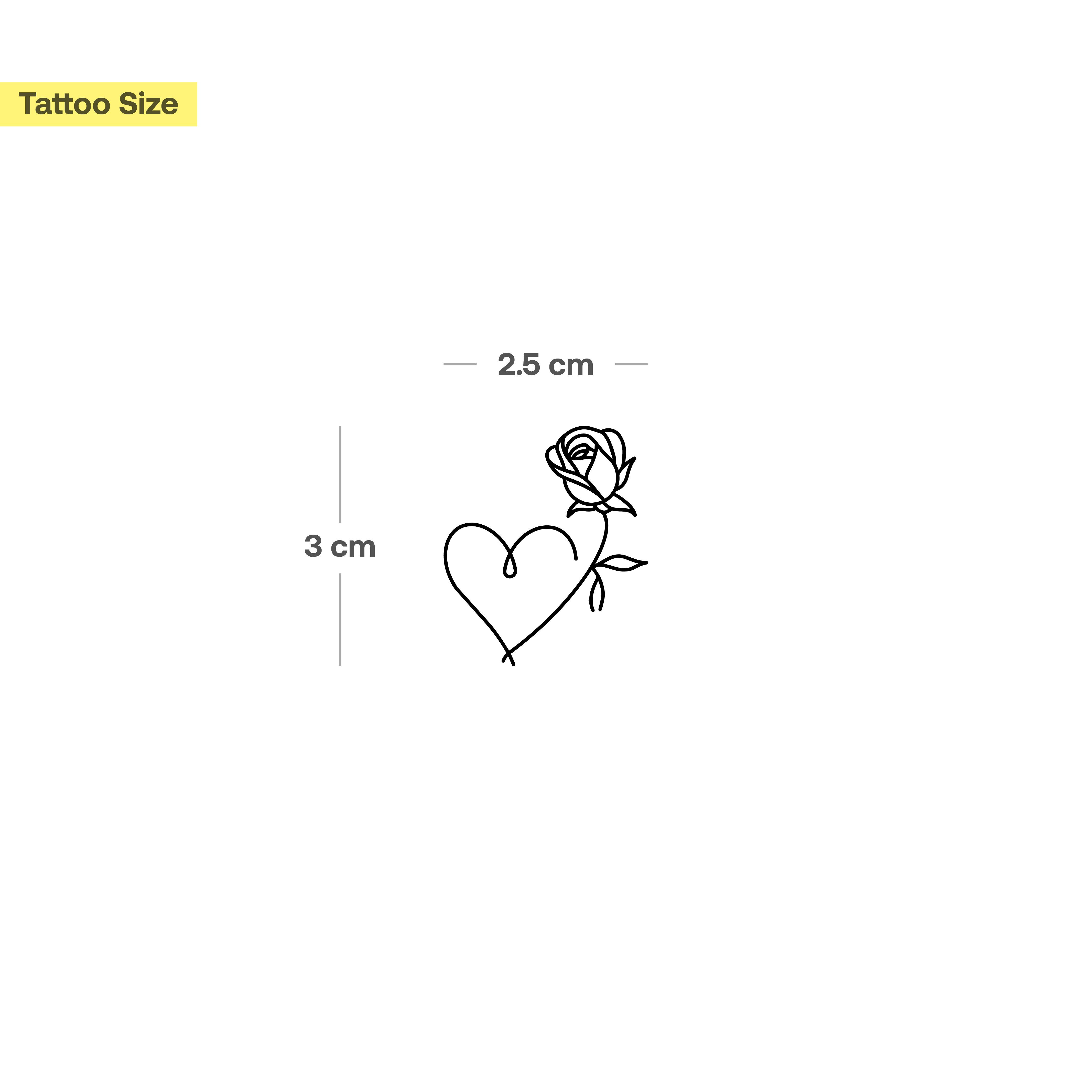 Inkster Schmuck-Tattoo Herz mit Rose Tattoo, wasserfestes temporäres Tattoo, 2 Wochen Halt