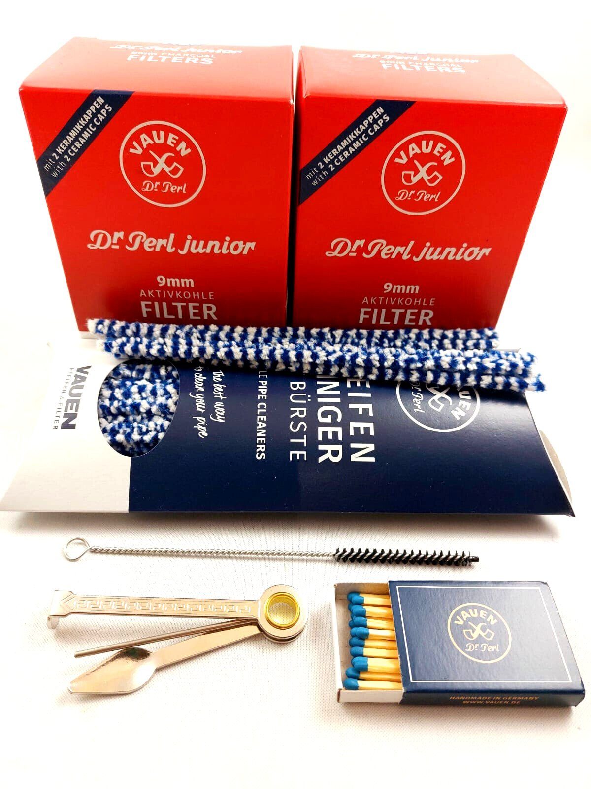 VAUEN Aktivkohlefilter VAUEN Dr. Perl Premium Set 360 Pfeifenfilter,Reiniger,Hölzer,Stopfer