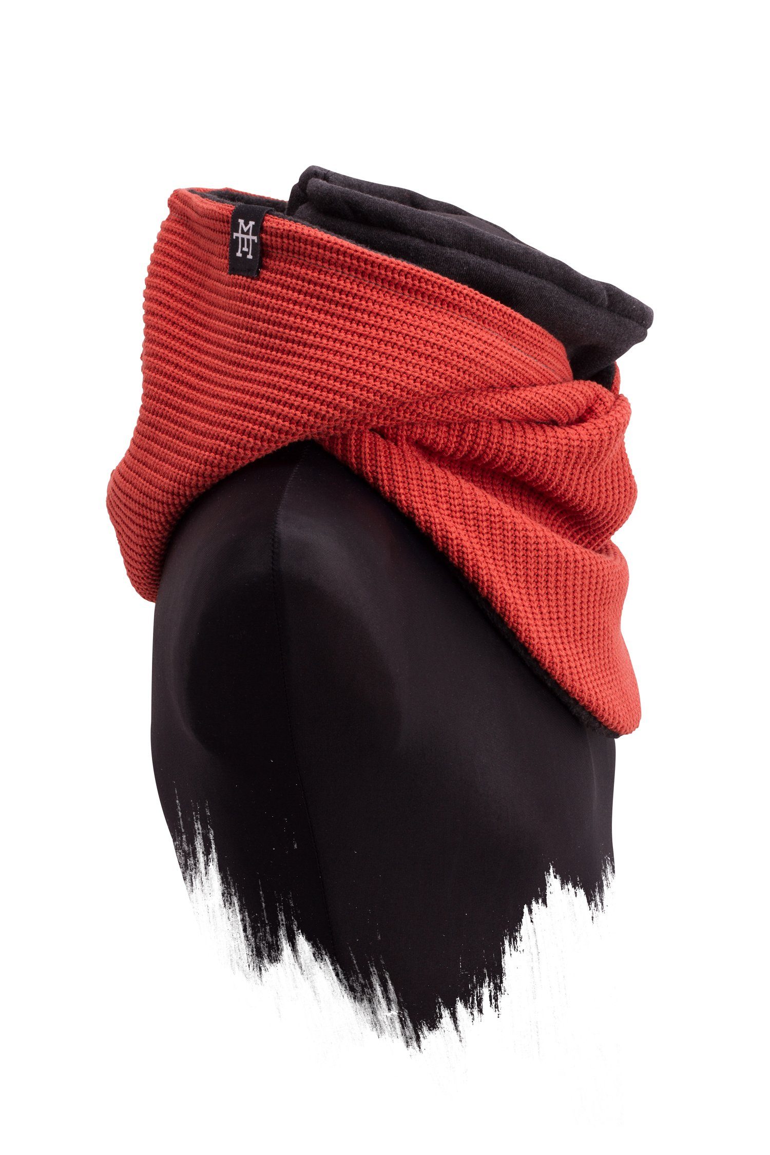 Kapuzenschal, integriertem Windbreaker Schal, mit Hooded Modeschal Knit - Cognac Strickschal, Loop Manufaktur13