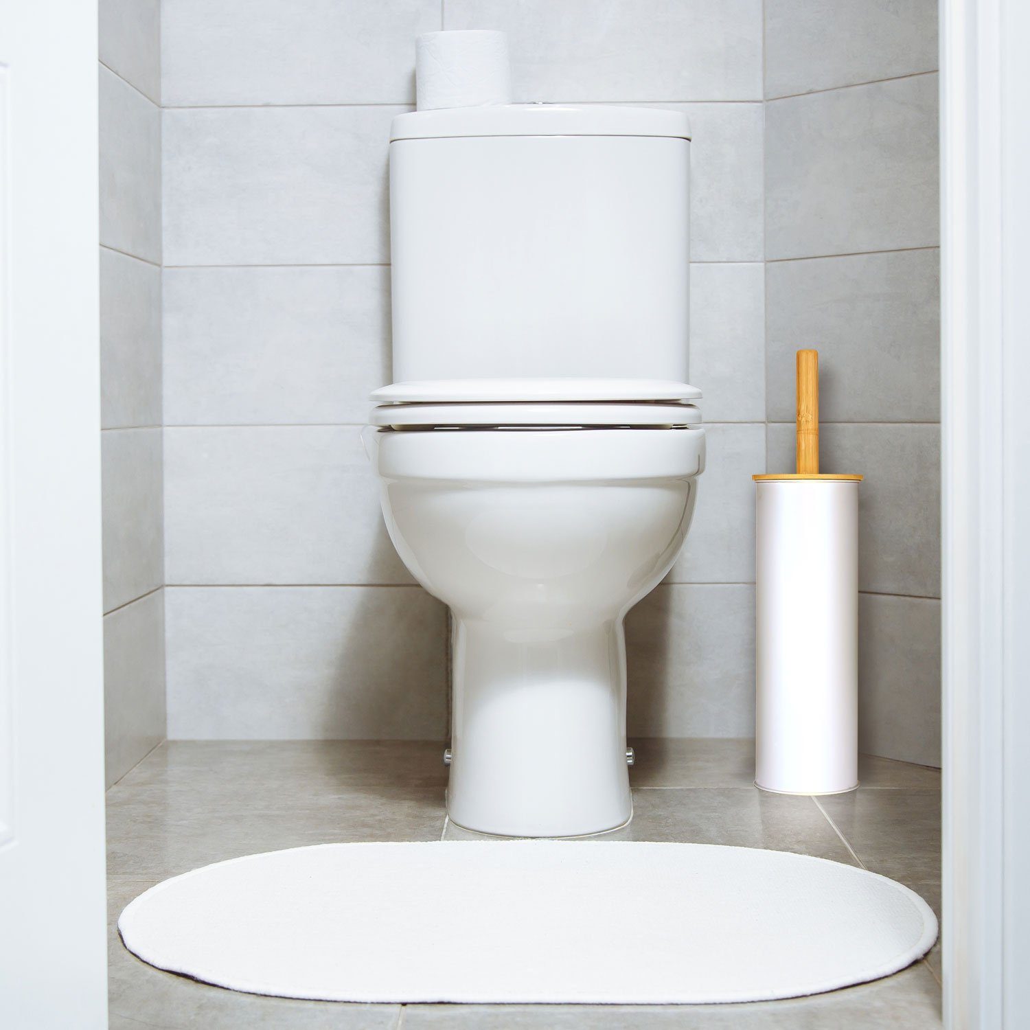 (WC-Bürste, Bambus-Griff), WC-Reinigungsbürste Bürstenständer mit Dimono mit Klobürste Toilettenbürste,