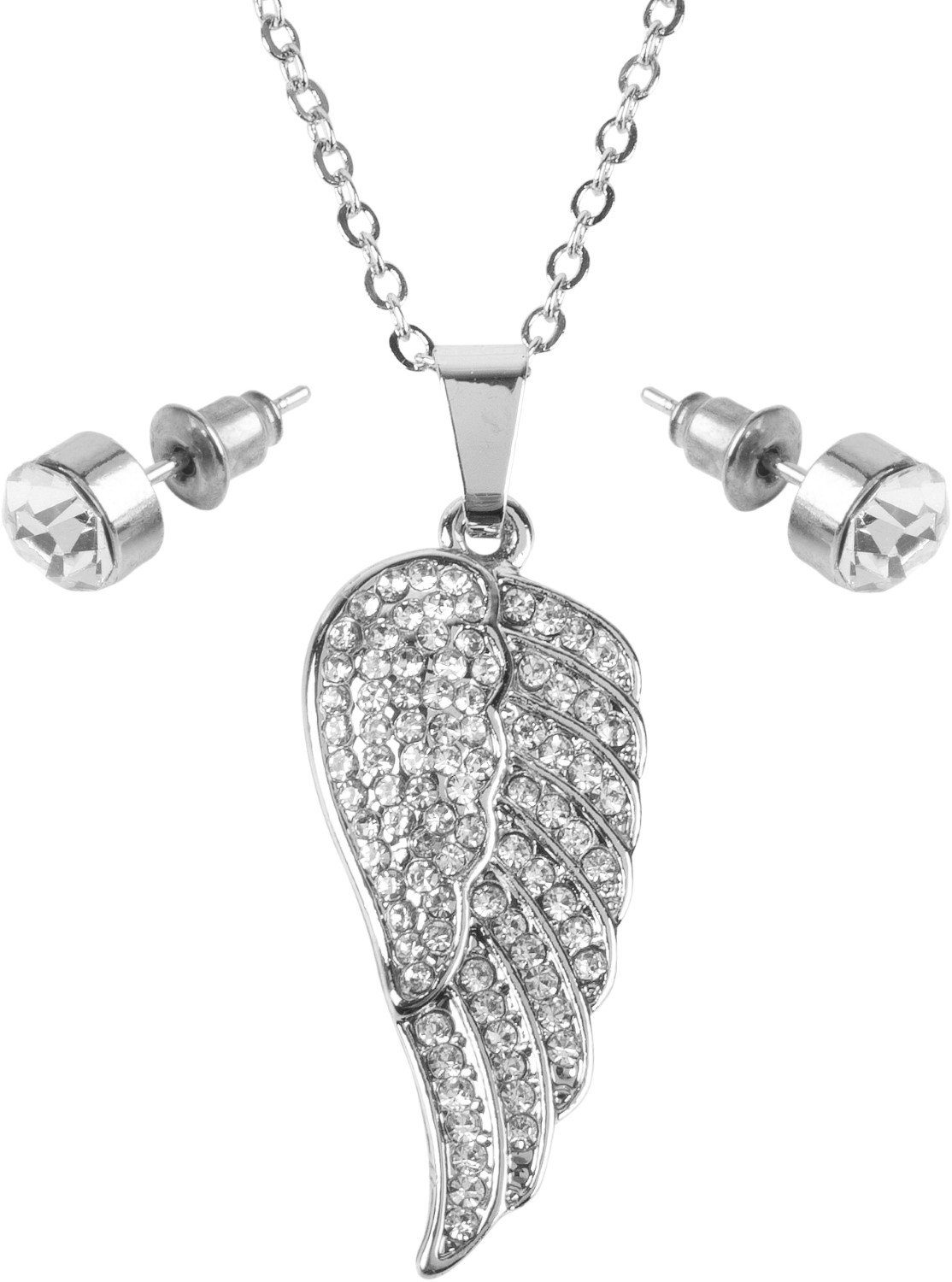 Ketten-Set Schmuck Set Halskette mit Flügel und Ohrringe