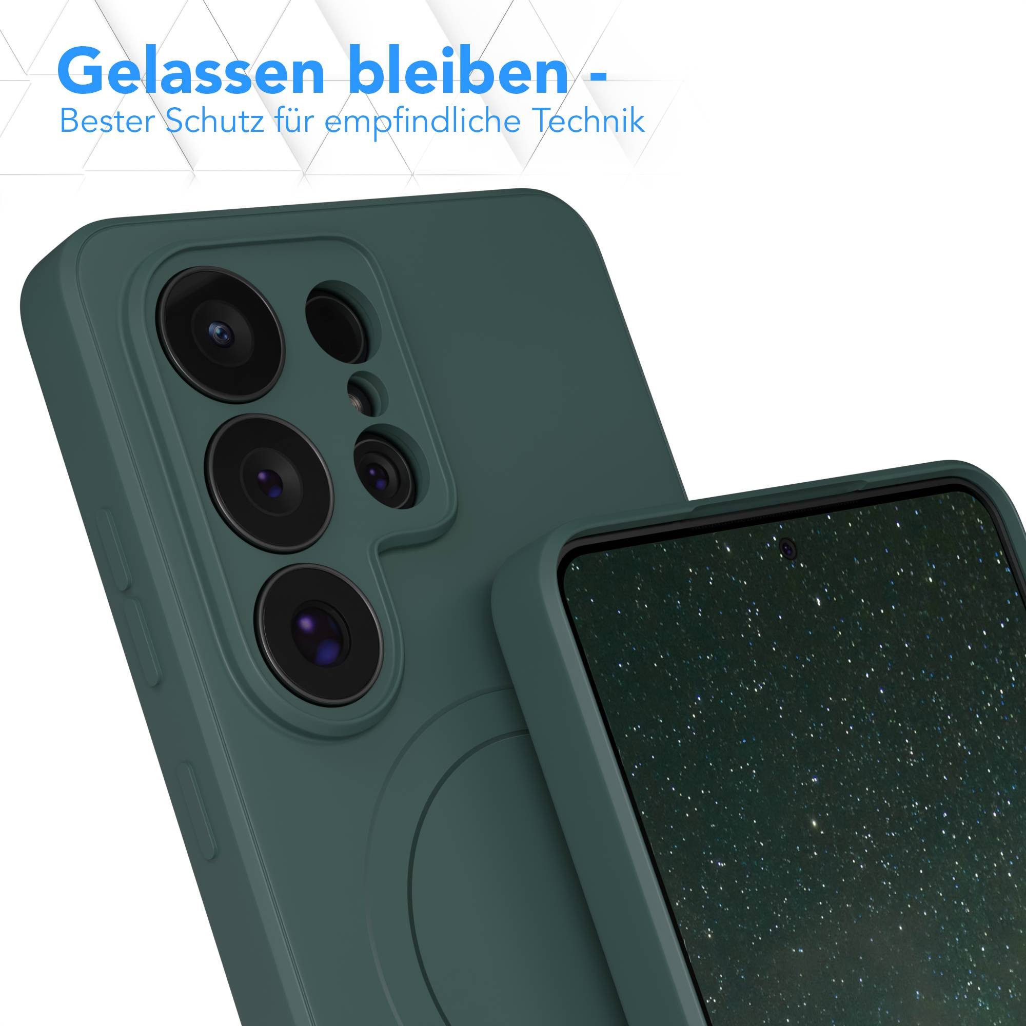 EAZY CASE Handyhülle MagSafe Silikon für Samsung Galaxy S26 Ultra 6,9 Zoll, MagSafe Case Silikon kratzfestes Bumper Cover Qi-Charging Dunkelgrün – Bild 4 von 5